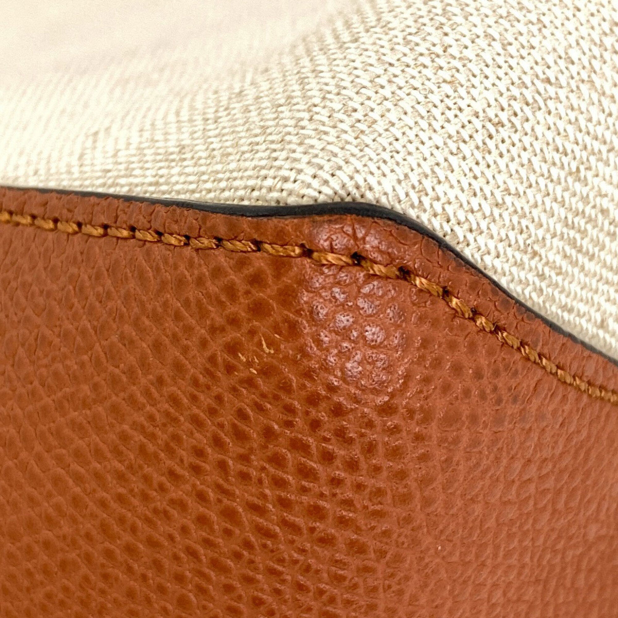 Valextra Brown Canvas Leather Shopping Bag Tote Bag (Pre-Owned)
