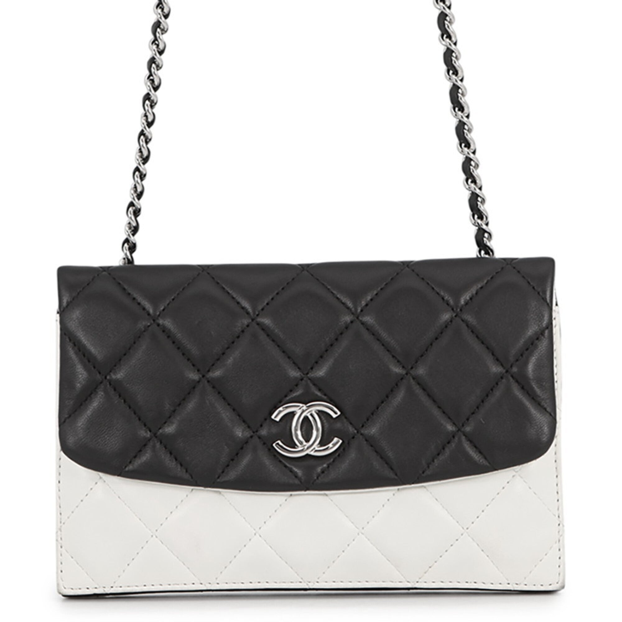 Chanel Black White Chain/Shoulder Wallet (Pre-Owned)