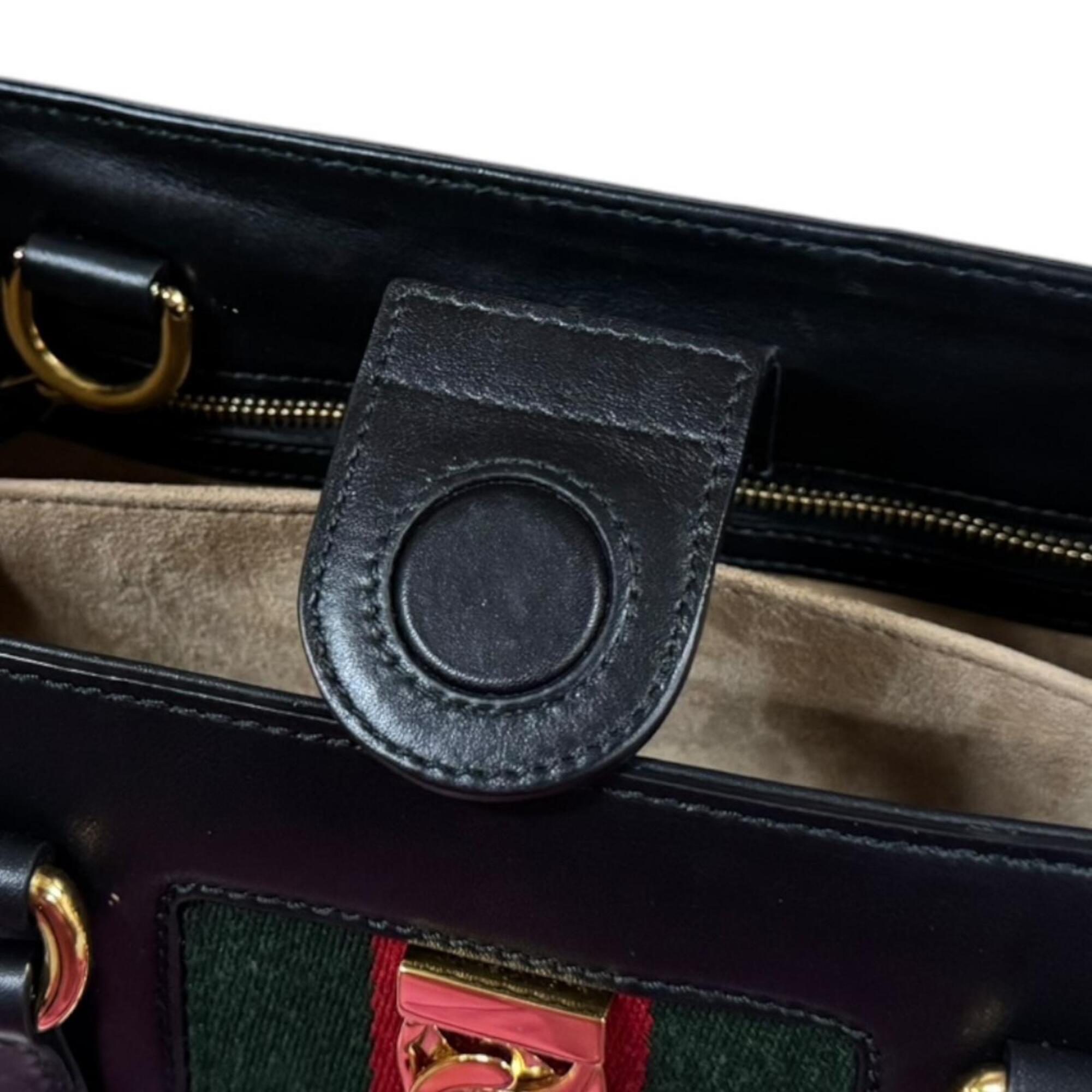 Gucci Black Leather Handbag Shoulder Bag (Pre-Owned)