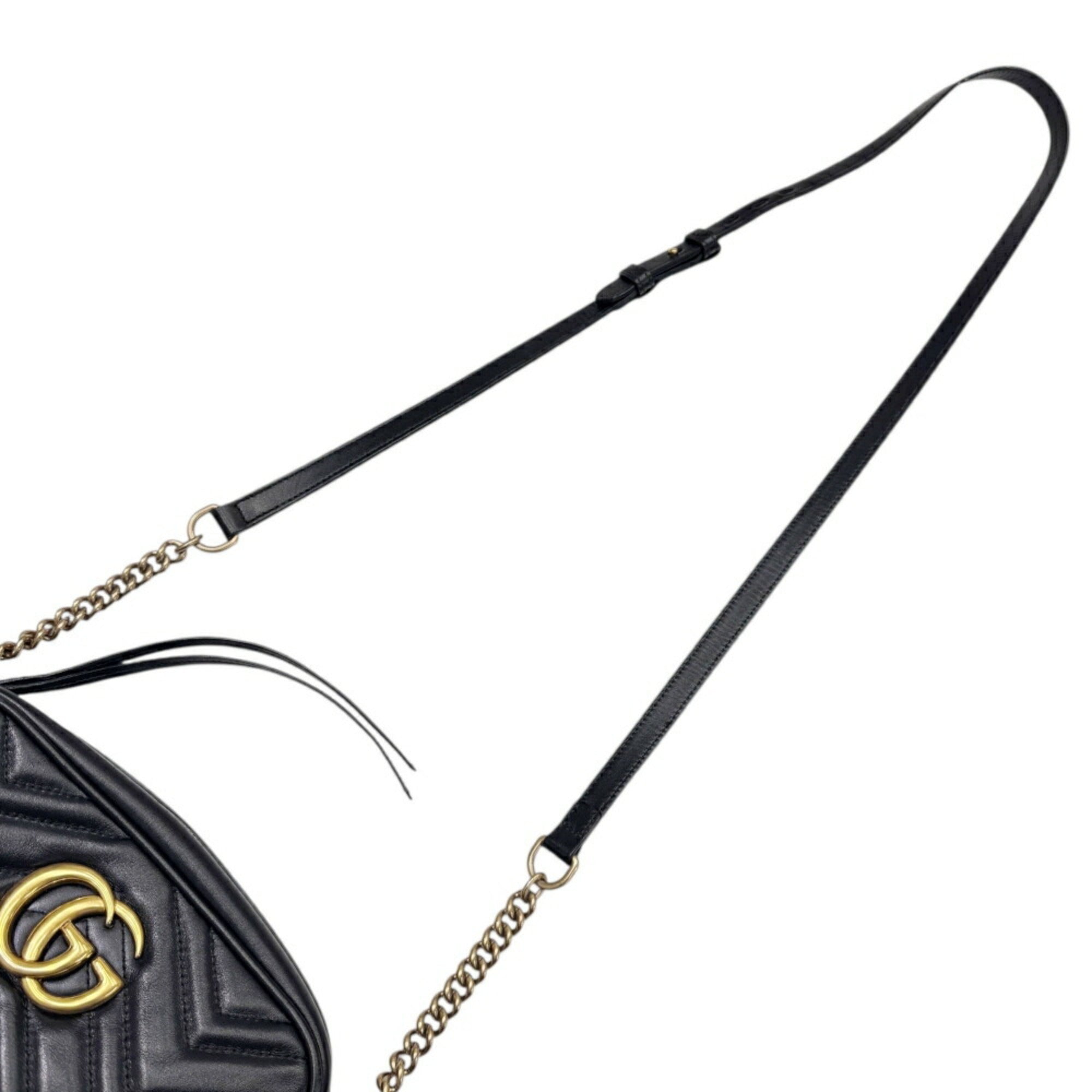 Gucci Gg Marmont Black Leather Shoulder Bag (Pre-Owned)