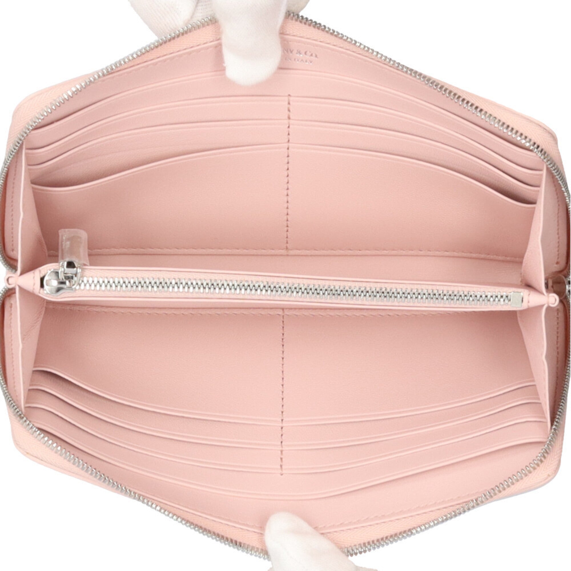 Tiffany Pink Leather Long Wallet (Bi-Fold) (Pre-Owned)