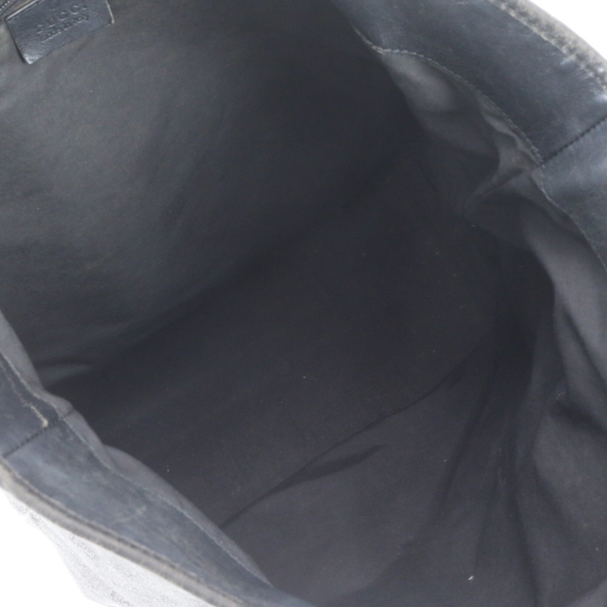 Gucci Black Gray Leather Canvas Handbag Tote Bag (Pre-Owned)