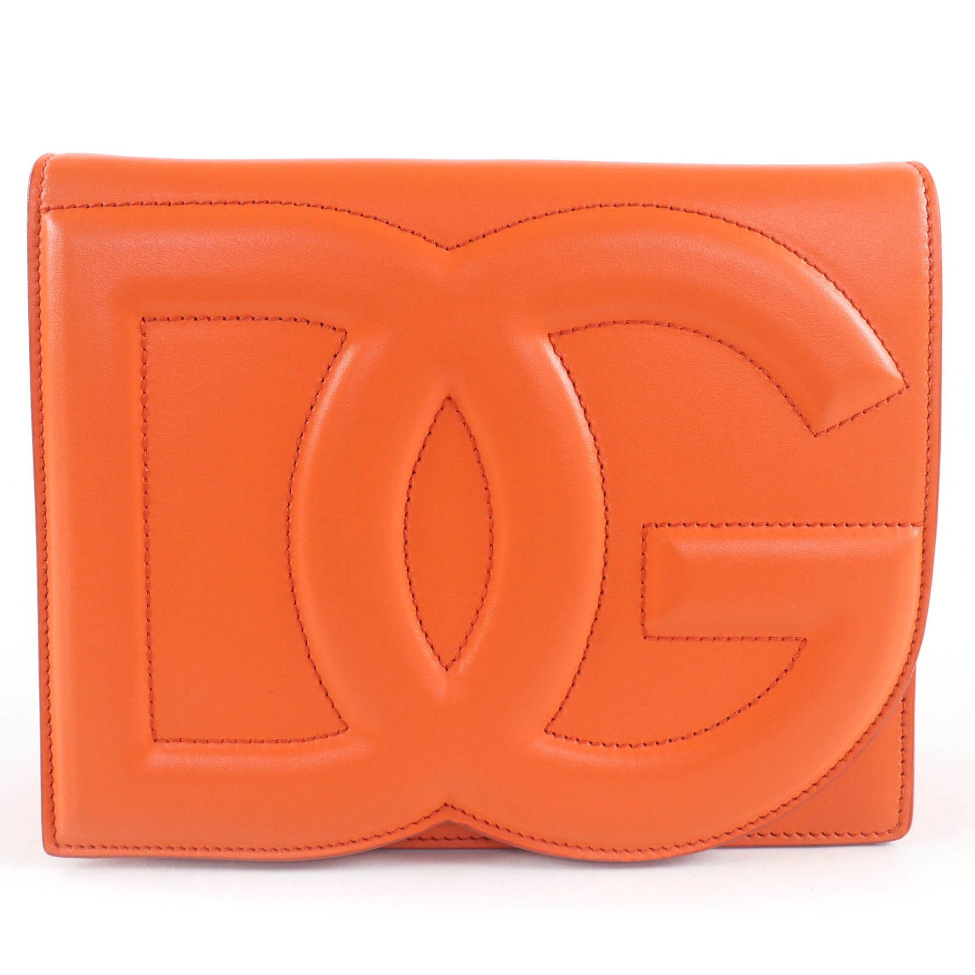 Dolce & Gabbana Orange Leather Clutch Bag Shoulder Bag (Pre-Owned)