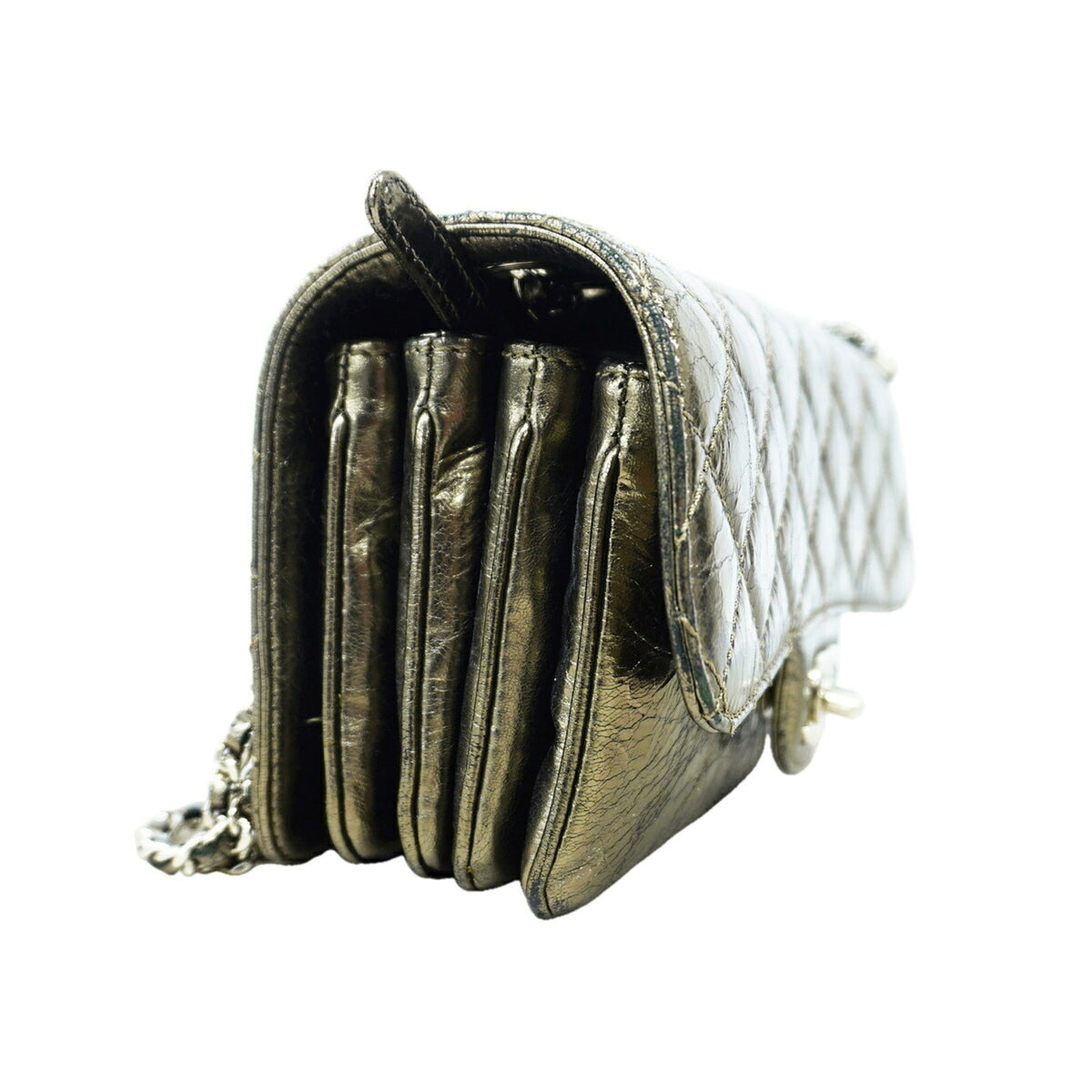 Chanel Champagne Gold Leather Shoulder Bag (Pre-Owned)