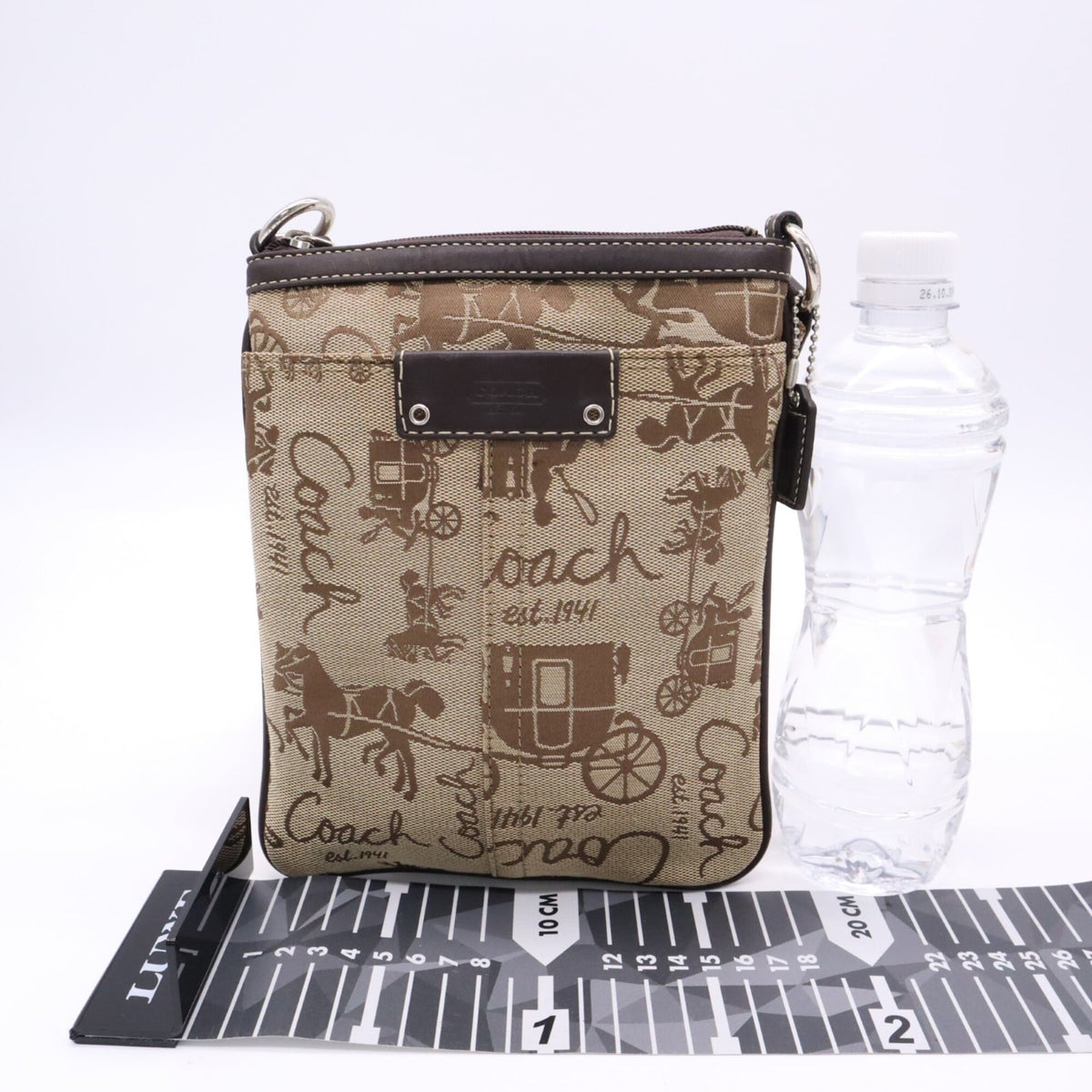 Coach Beige Brown Canvas Leather Shoulder Bag (Pre-Owned)