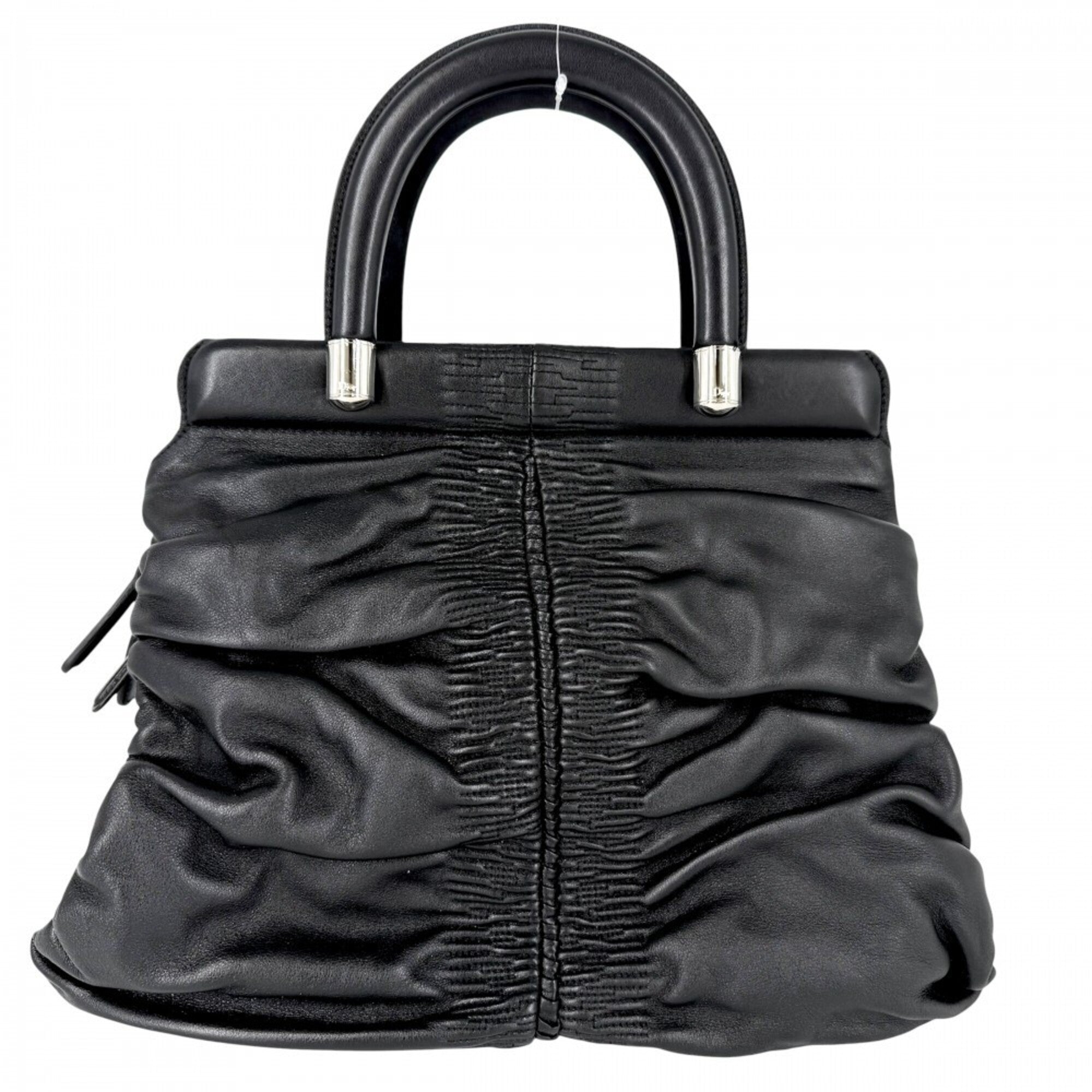 Christian Dior Black White Leather Handbag (Pre-Owned)