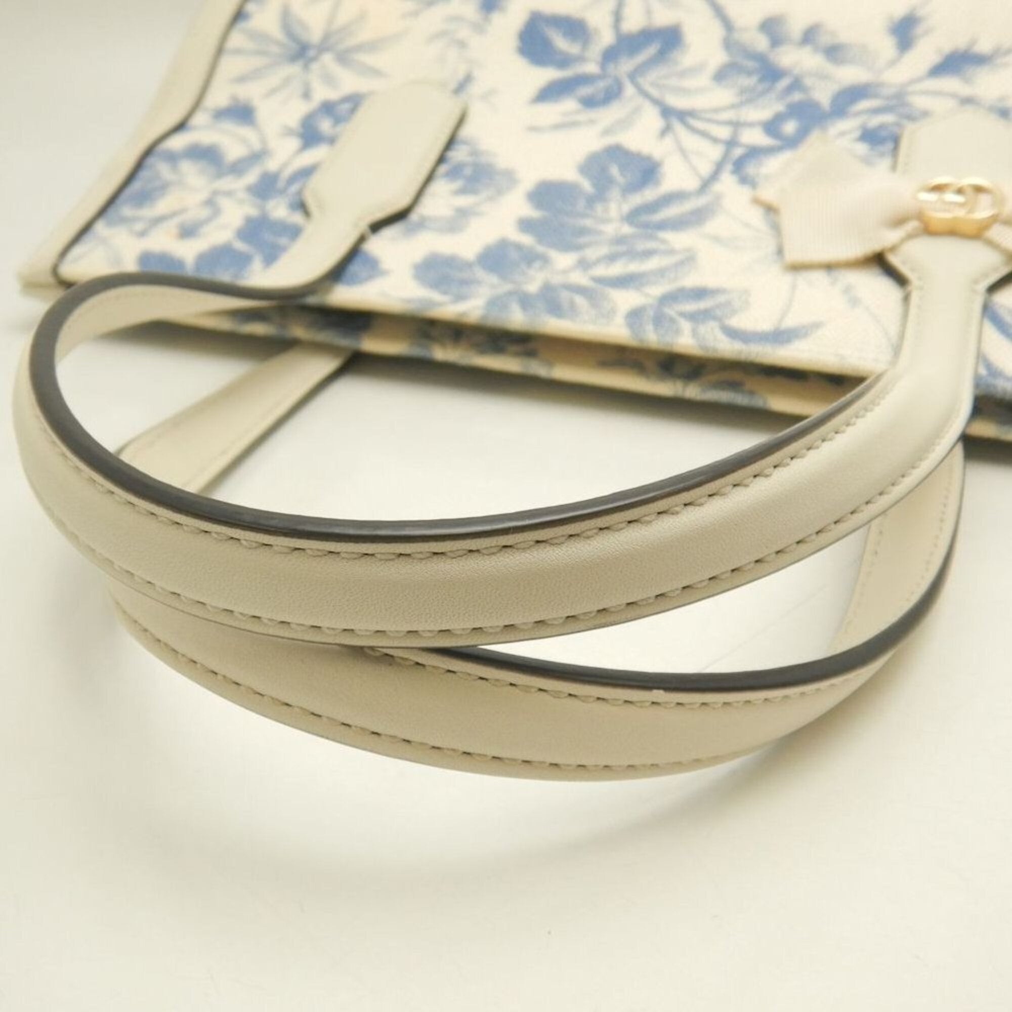 Gucci Blue Ivory Canvas Tote Bag (Pre-Owned)