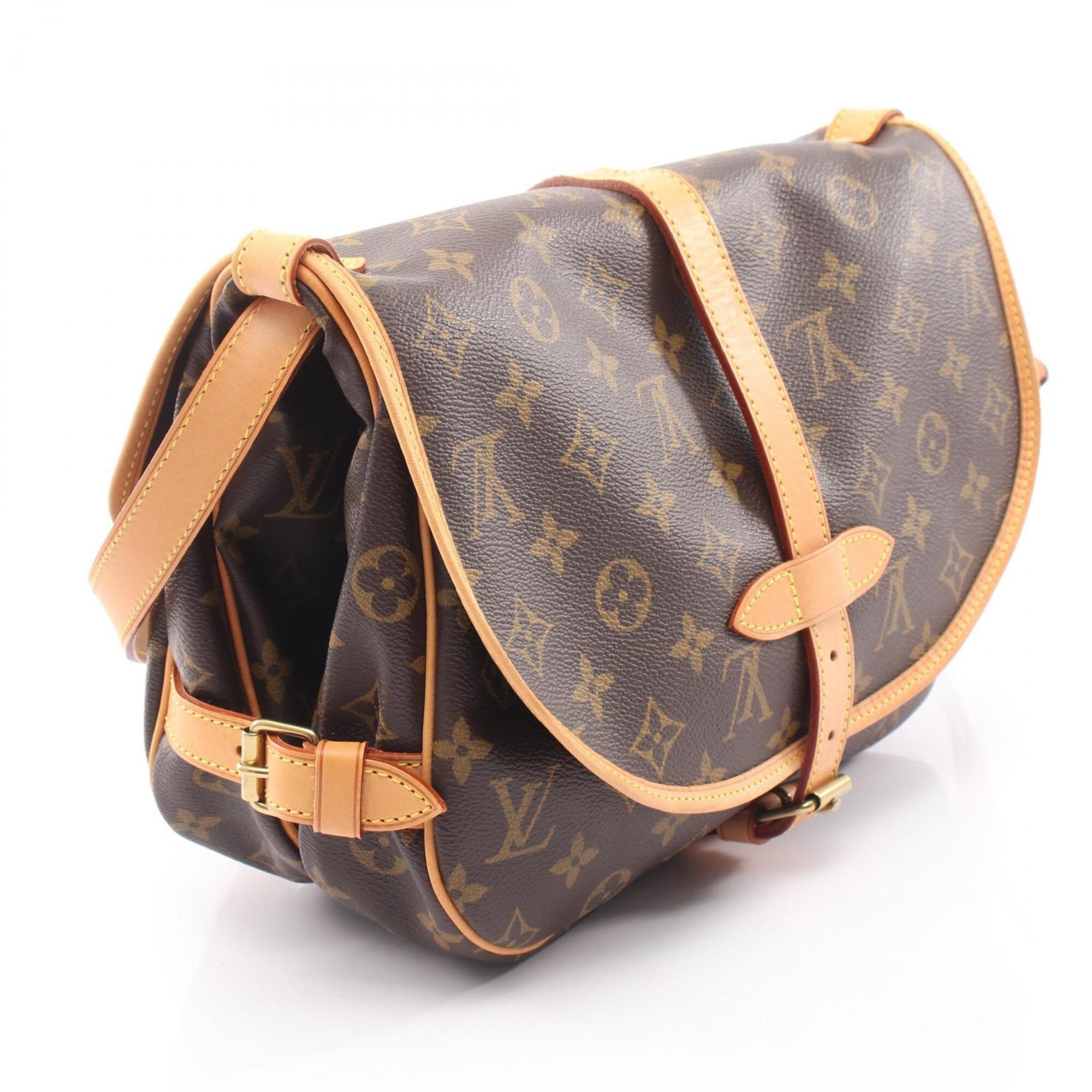 Louis Vuitton Brown Coated Canvas Leather Handbag Shoulder Bag (Pre-Owned)