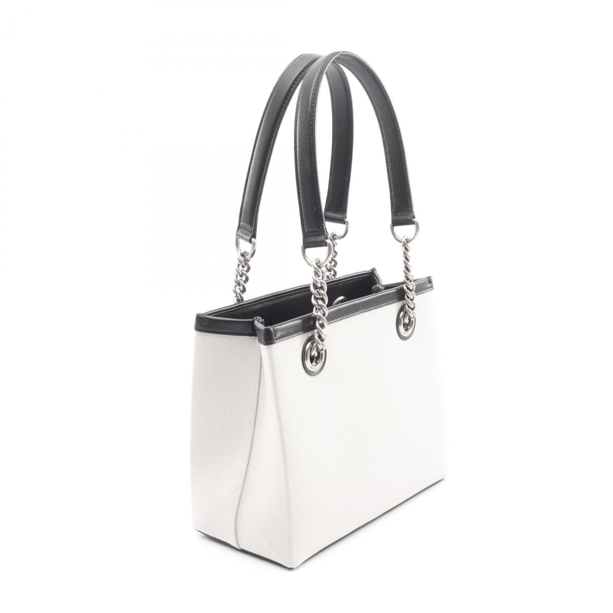 Balenciaga Black Ivory Canvas Leather Tote Bag (Pre-Owned)