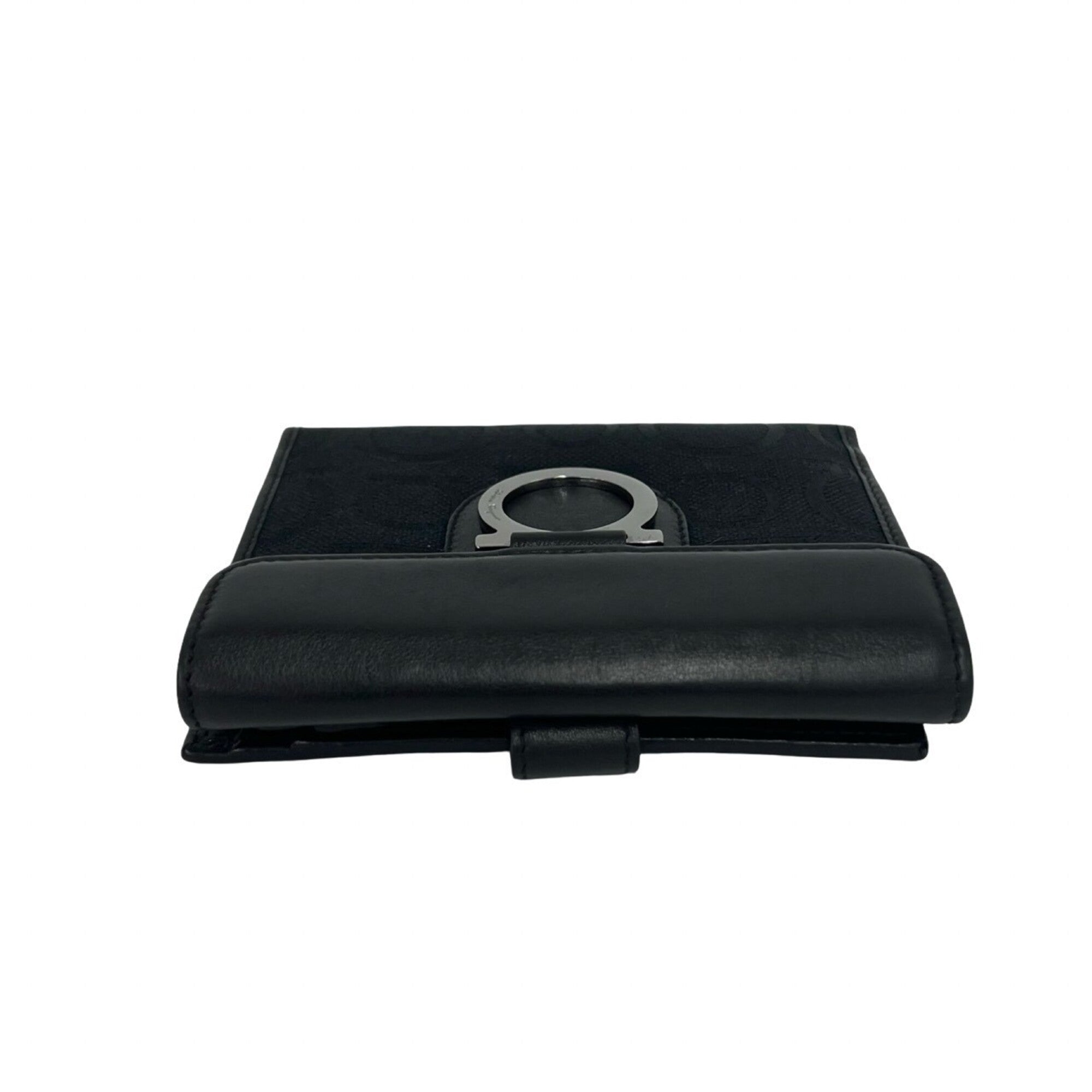 Salvatore Ferragamo Black Canvas Leather Wallet (Bi-Fold) (Pre-Owned)