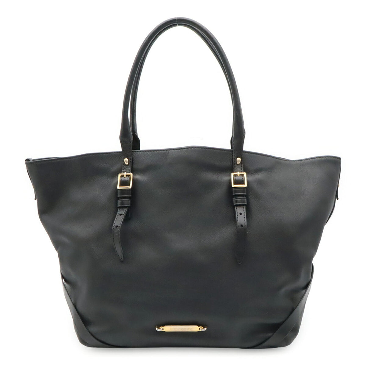 Burberry Black Leather Shoulder Bag Tote Bag (Pre-Owned)