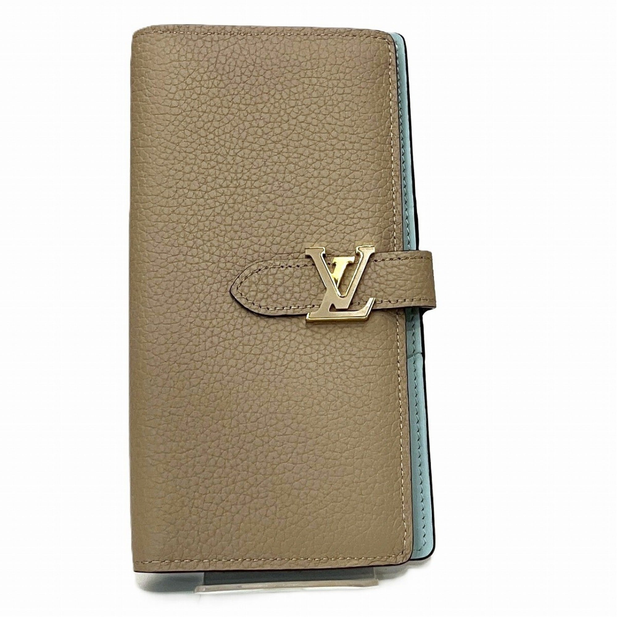 Louis Vuitton Taurillon Beige Leather Long Wallet (Bi-Fold) (Pre-Owned)