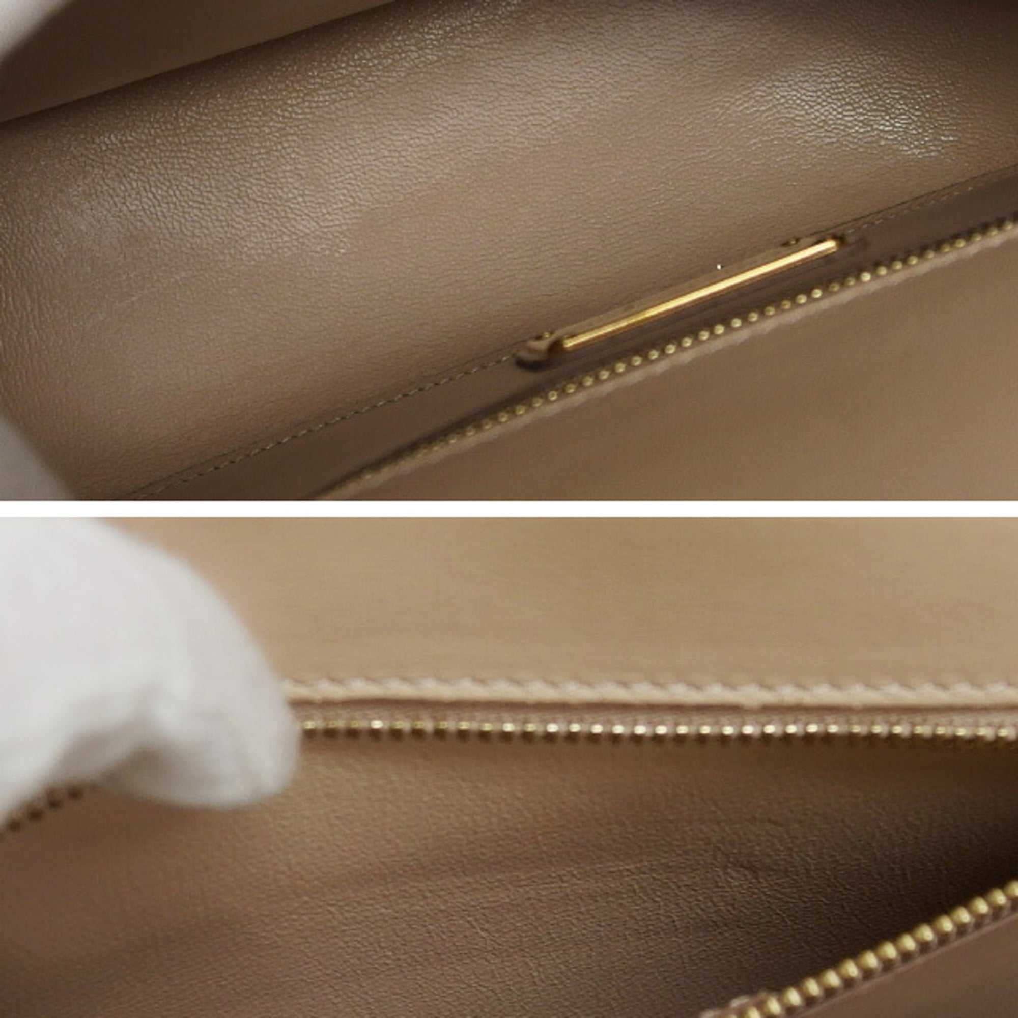 Salvatore Ferragamo Pink Beige Leather Clutch Bag Shoulder Bag (Pre-Owned)