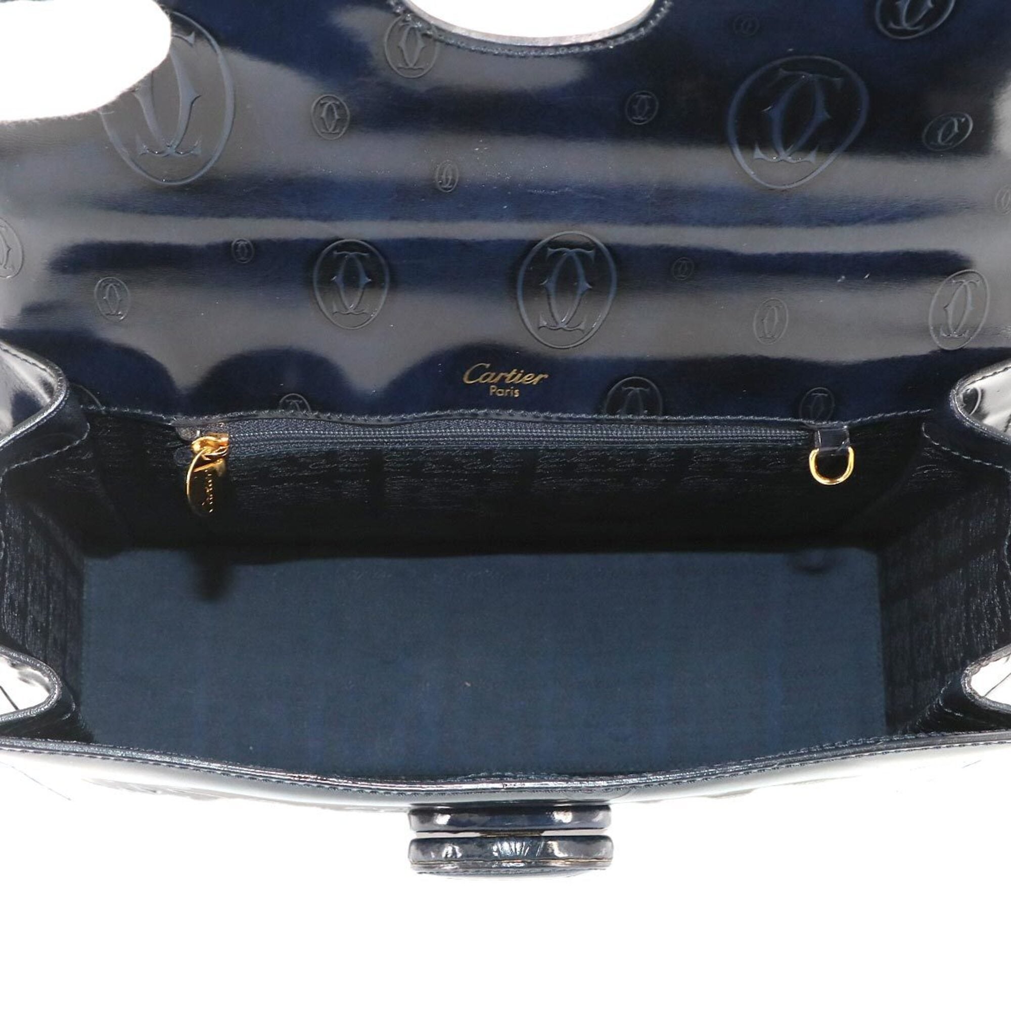 Cartier Happy Birthday Navy Patent Leather Handbag (Pre-Owned)