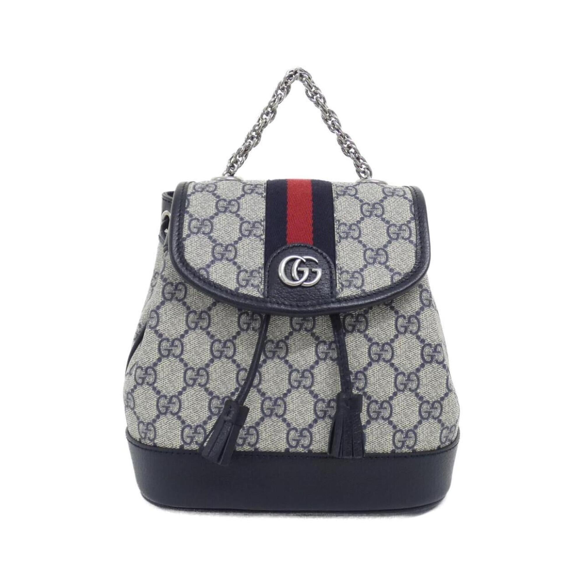 Gucci Beige Blue Gg Supreme Leather Backpack (Pre-Owned)