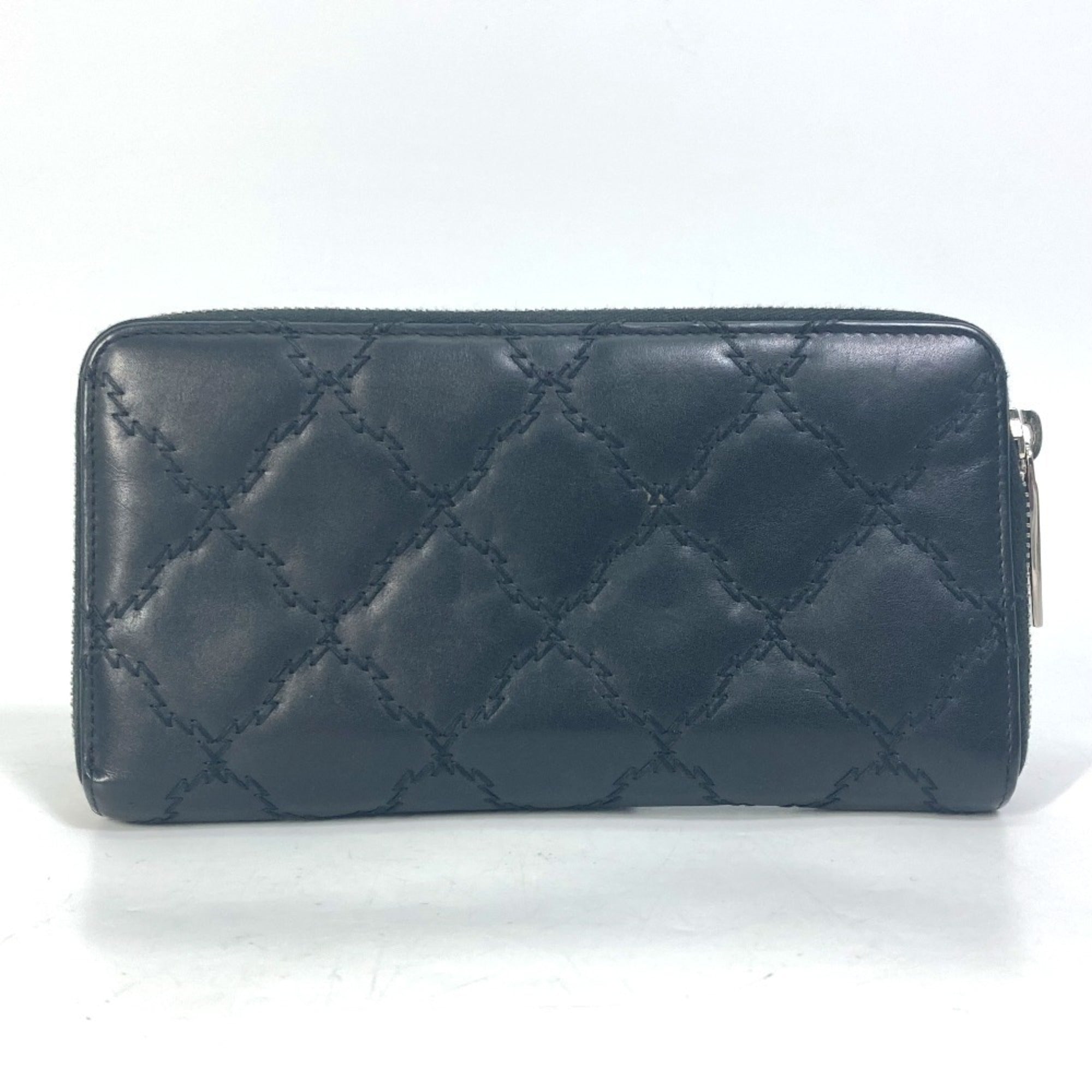 Chanel Black Leather Long Wallet (Bi-Fold) (Pre-Owned)