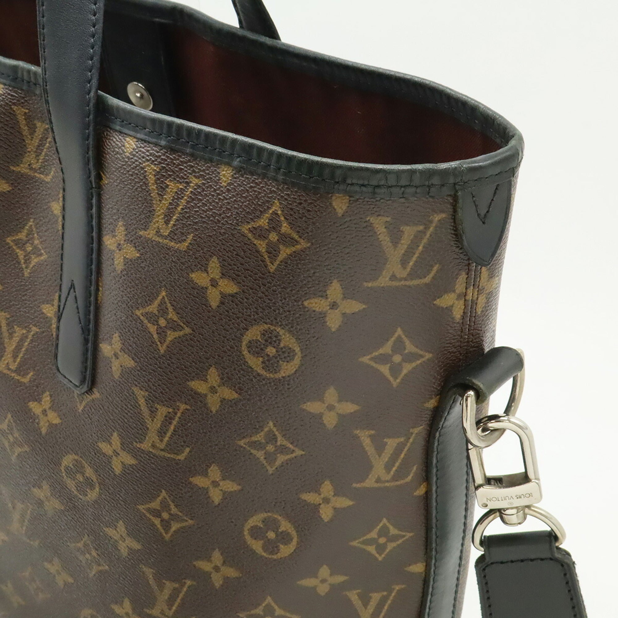 Louis Vuitton Black Brown Canvas Shoulder Bag Tote Bag (Pre-Owned)