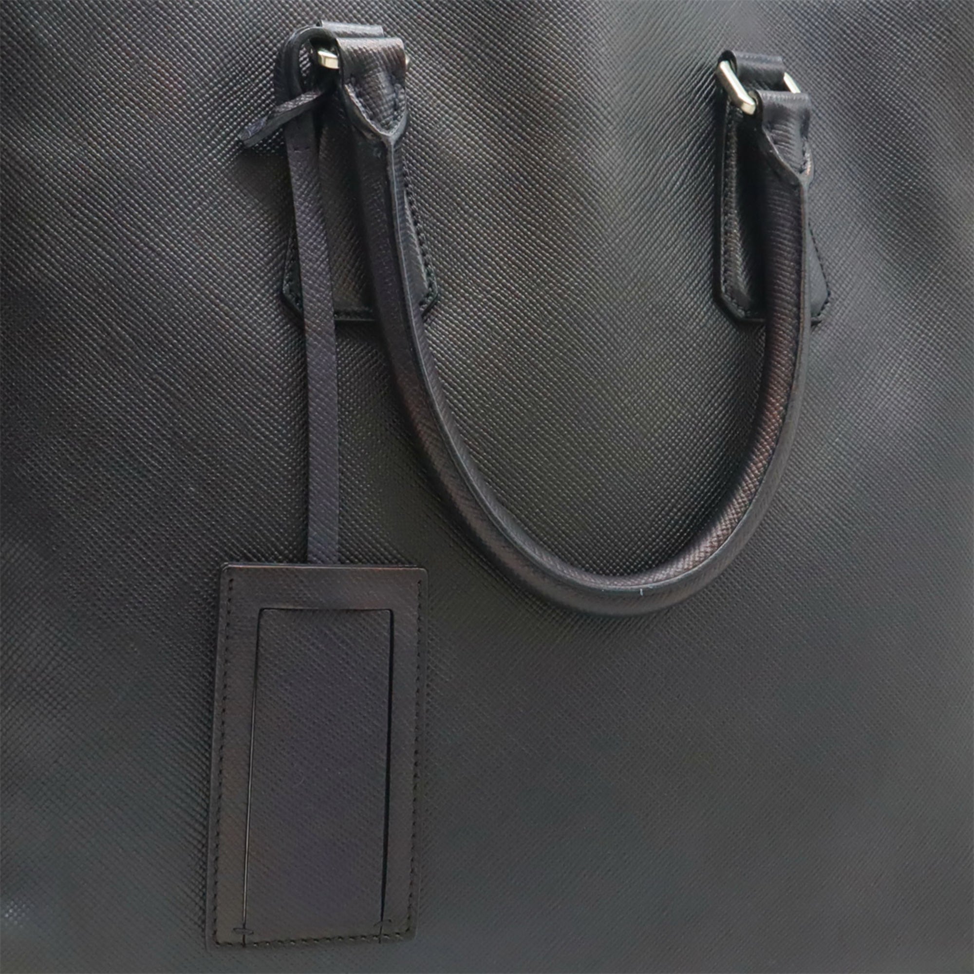 Prada Navy Leather Shoulder Bag Tote Bag (Pre-Owned)
