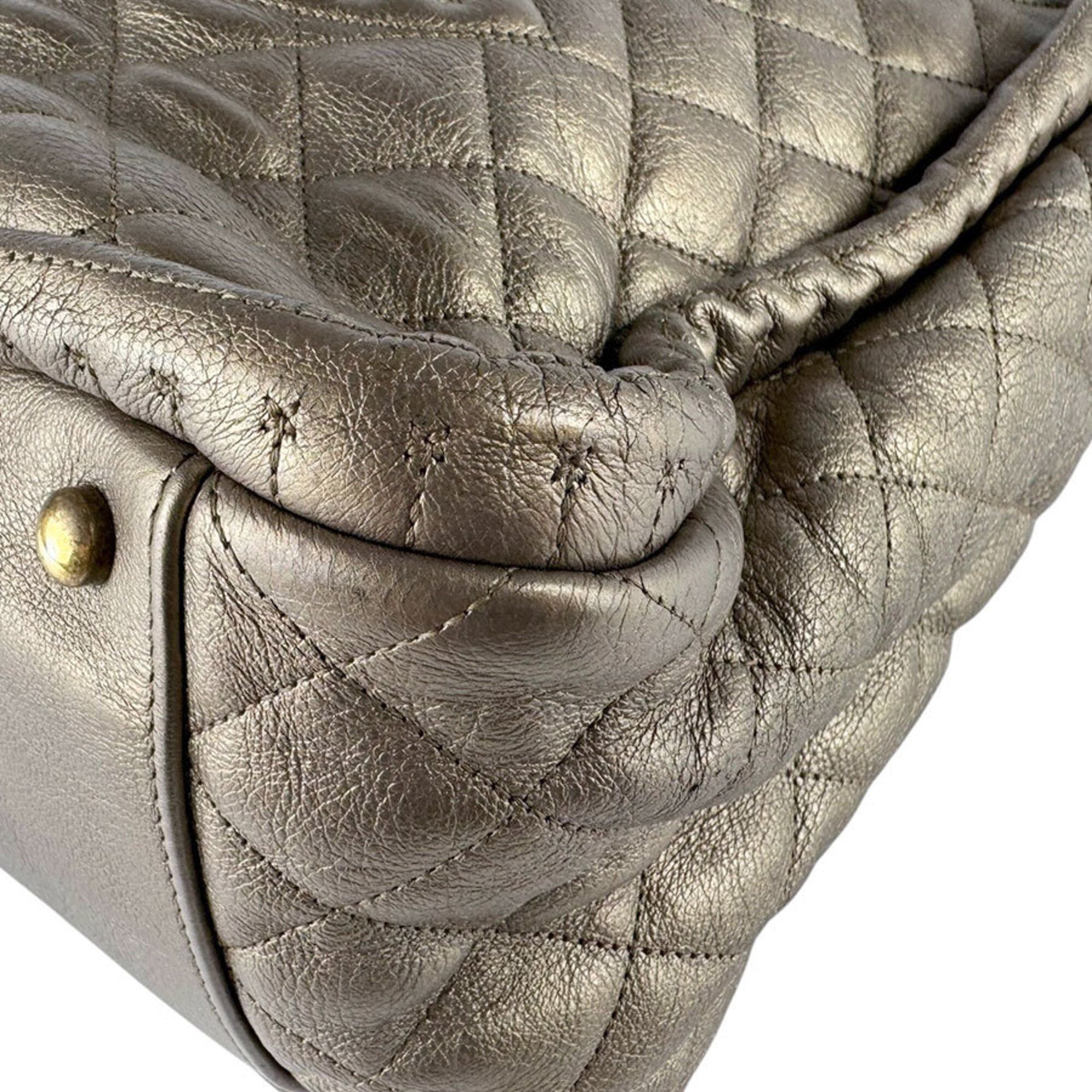 Chanel Gold Khaki Metallic Leather Shoulder Bag (Pre-Owned)