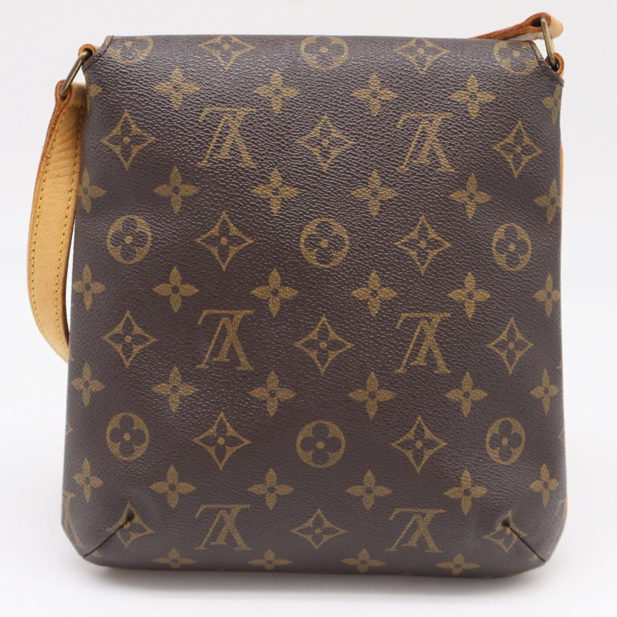 Louis Vuitton Beige Brown Coated Canvas Leather Shoulder Bag (Pre-Owned)