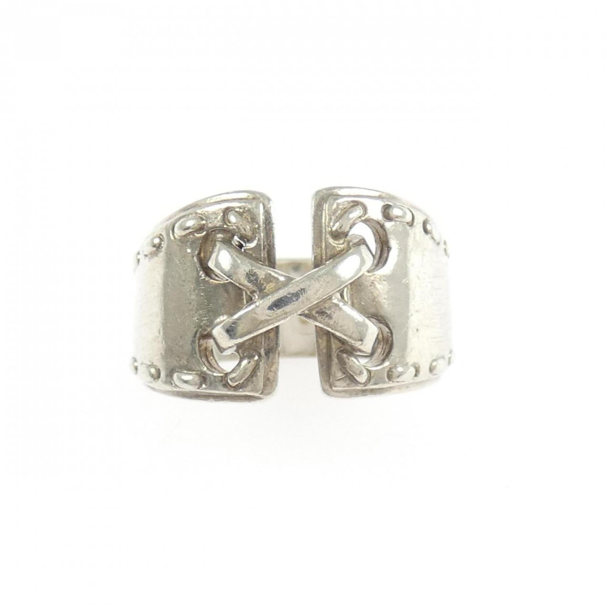 Hermes Silver Silver 925 Band Ring (Pre-Owned)