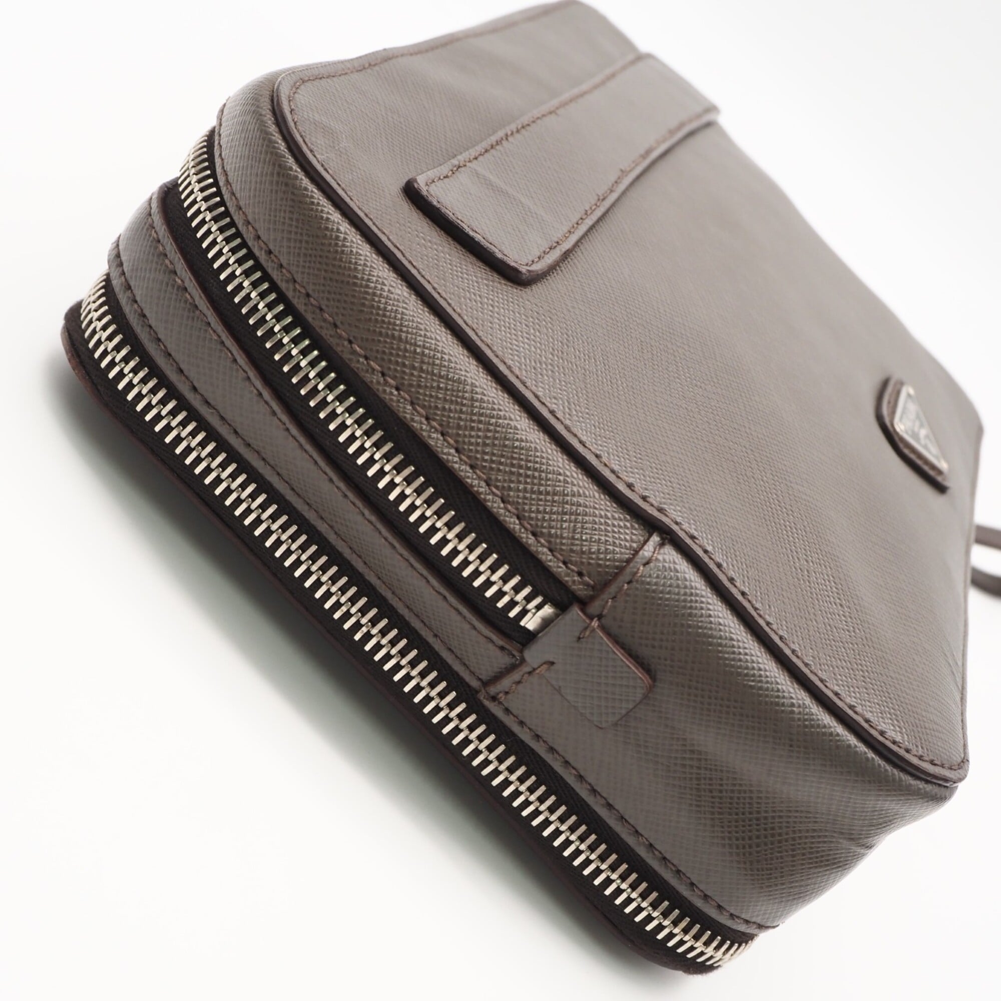Prada Saffiano Grayish Saffiano Clutch Bag (Pre-Owned)