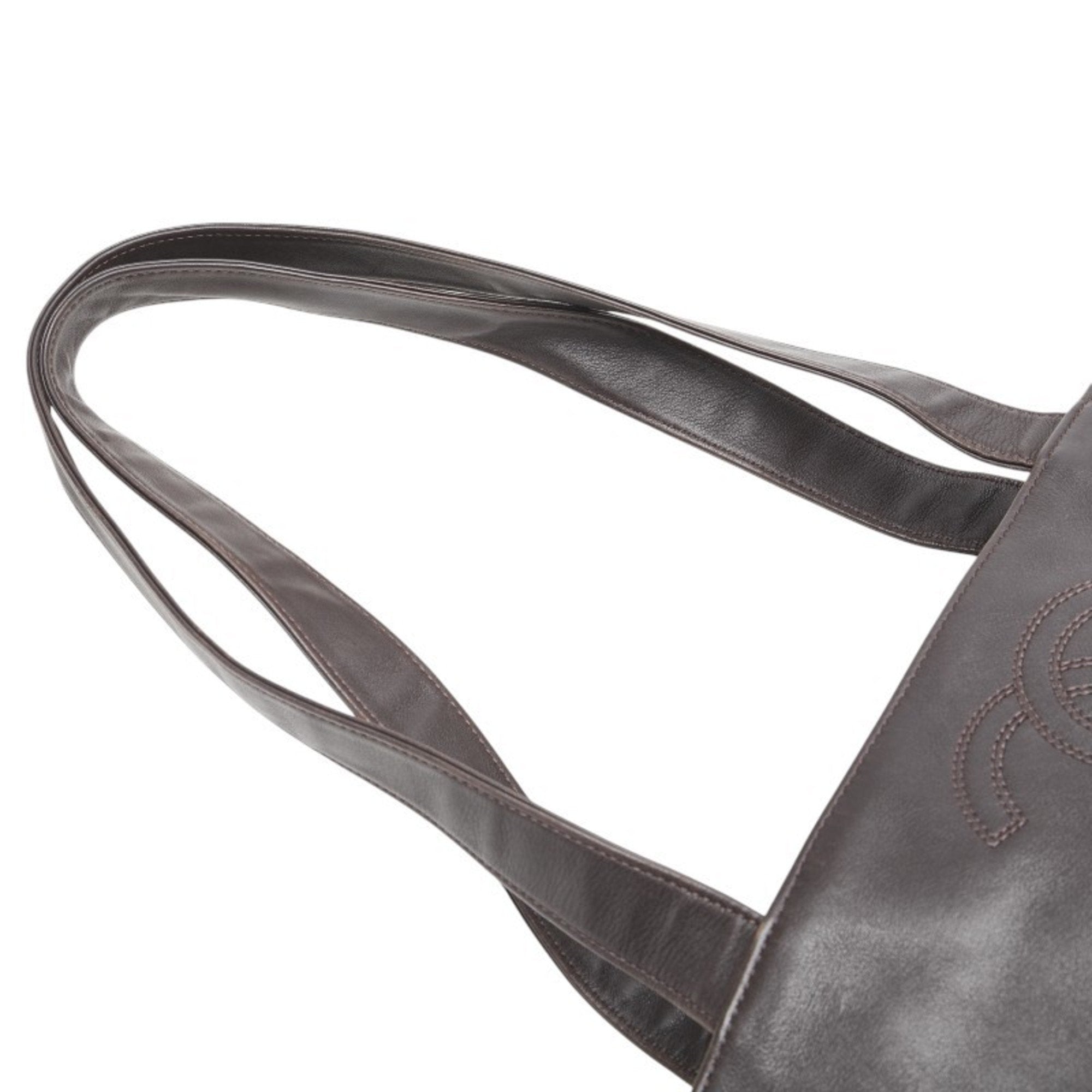 Chanel Brown Leather Shoulder Bag Tote Bag (Pre-Owned)