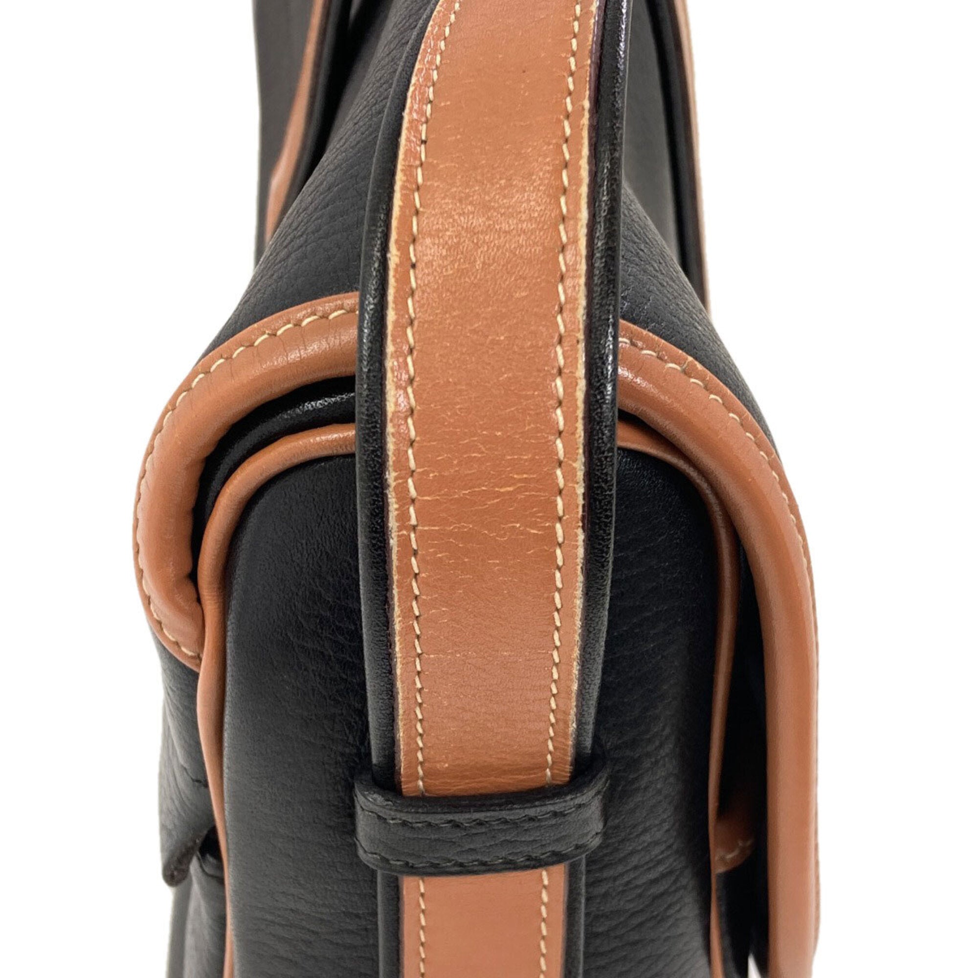 Hermes Black Brown Leather Shoulder Bag (Pre-Owned)