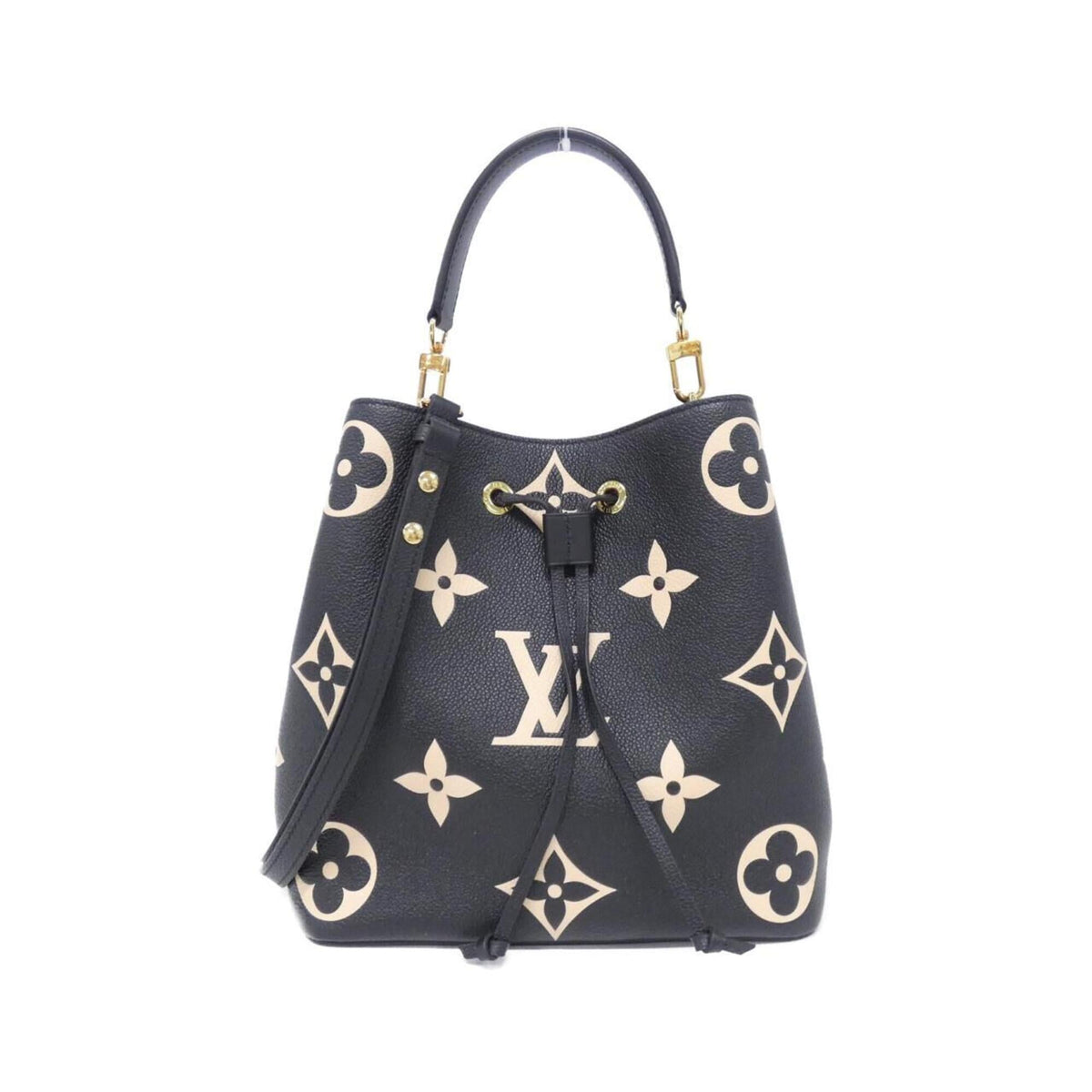 Louis Vuitton Beige Black Leather Pouch Shoulder Bag (Pre-Owned)