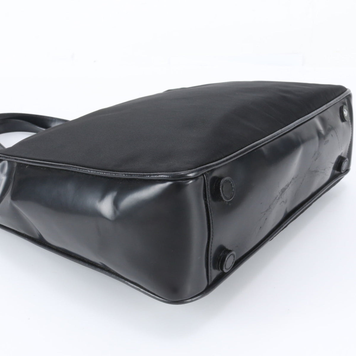 Prada Black Leather Nylon Shoulder Bag Tote Bag (Pre-Owned)