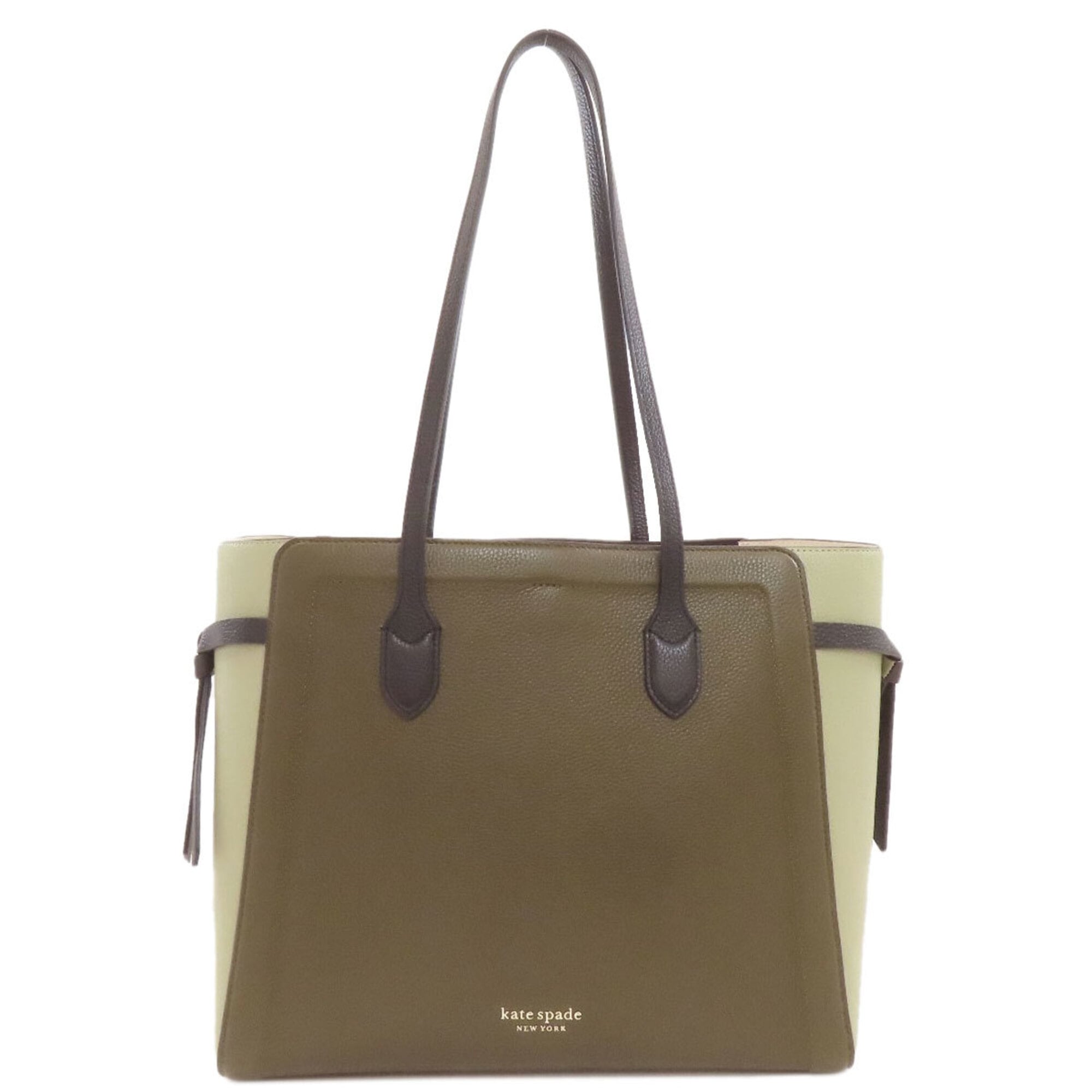 Kate Spade Black Khaki Leather Tote Bag (Pre-Owned)