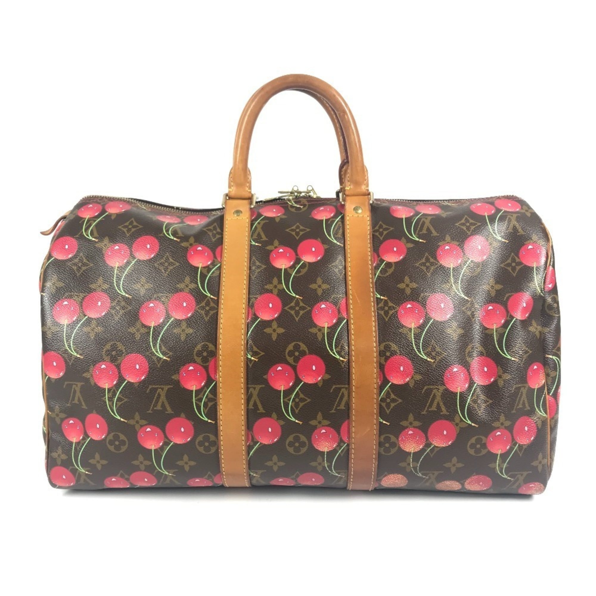 Louis Vuitton Brown Monogram Cherry Red Color Monogram Boston Bag (Pre-Owned)