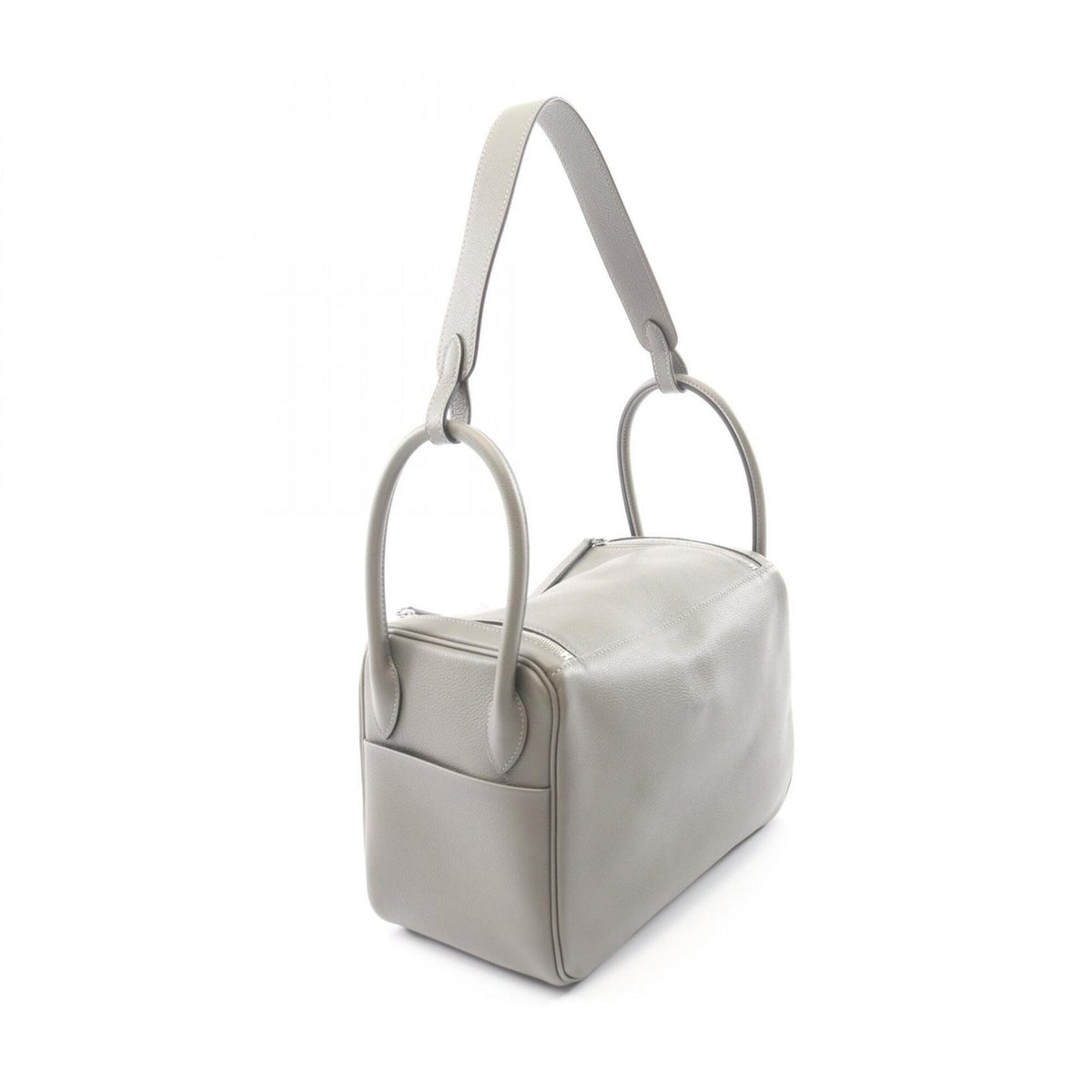 Hermes Gray Leather Handbag Shoulder Bag (Pre-Owned)