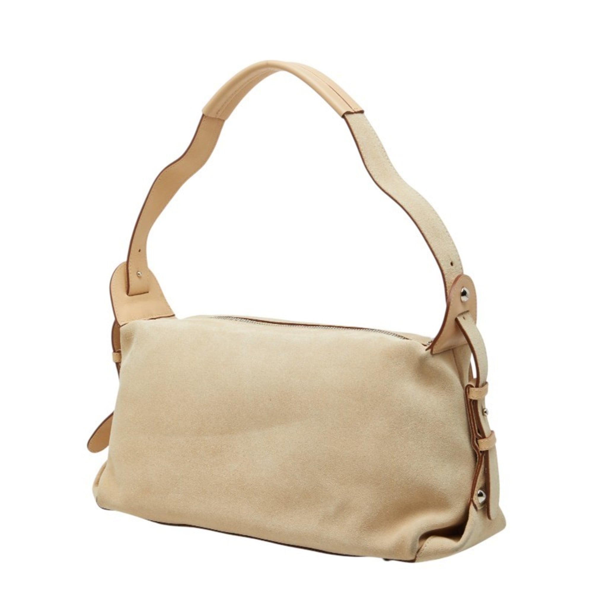Salvatore Ferragamo Ivory Suede Fur Shoulder Bag (Pre-Owned)