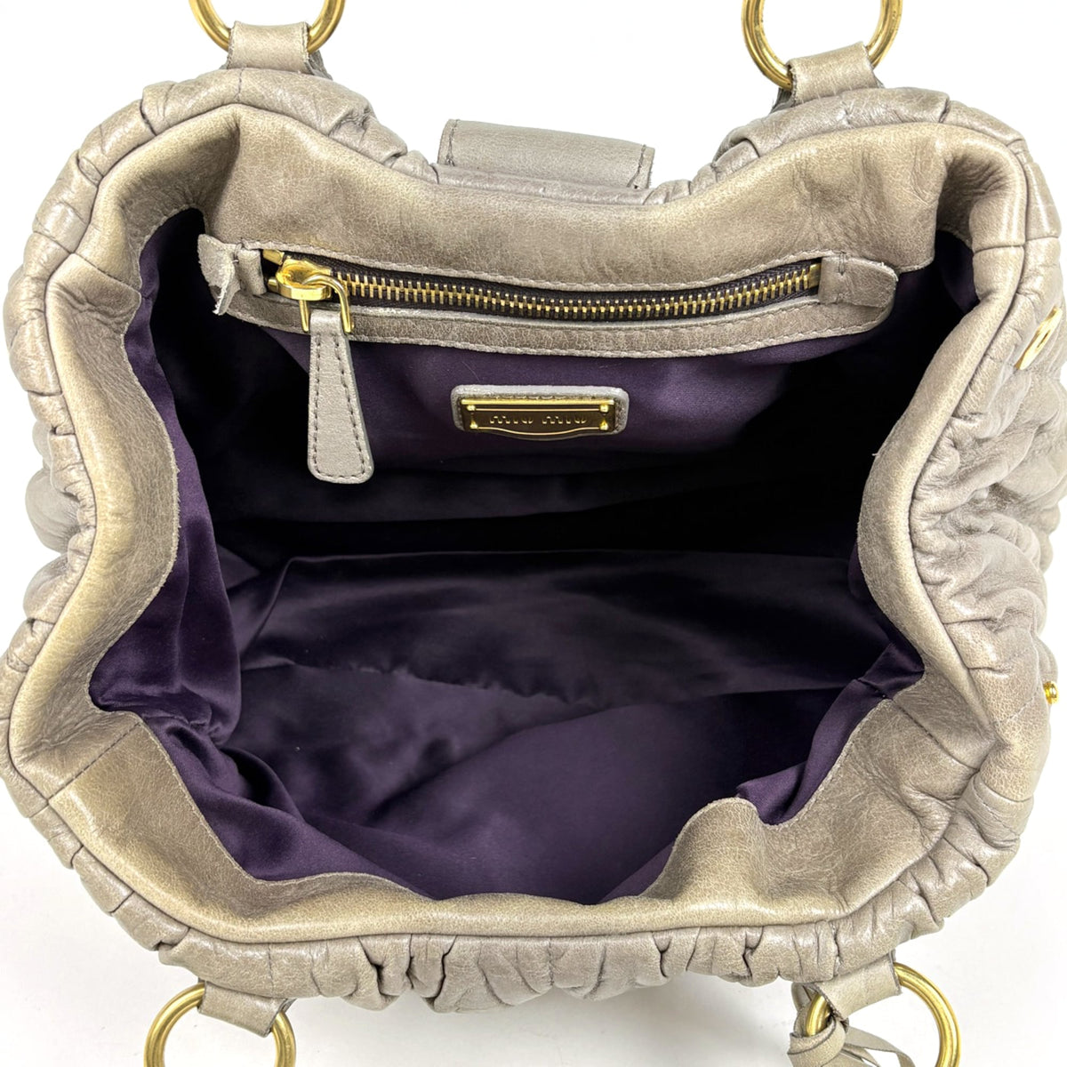 Miu Miu Matelasse Grayish Leather Handbag (Pre-Owned)