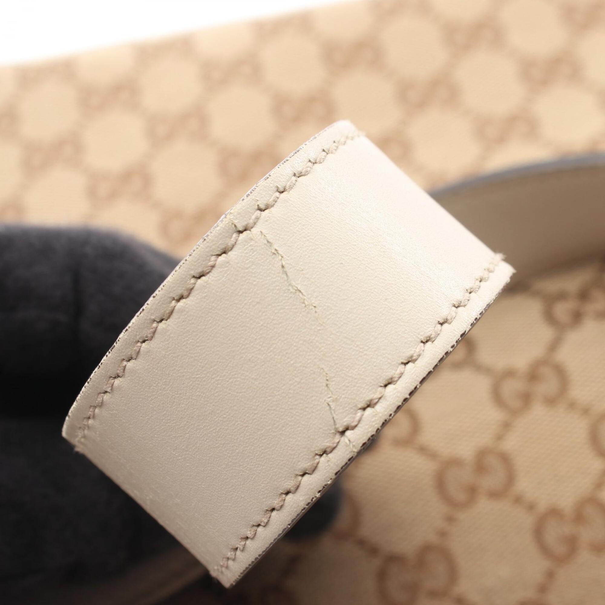 Gucci Beige White Gg Canvas Leather Handbag Shoulder Bag (Pre-Owned)
