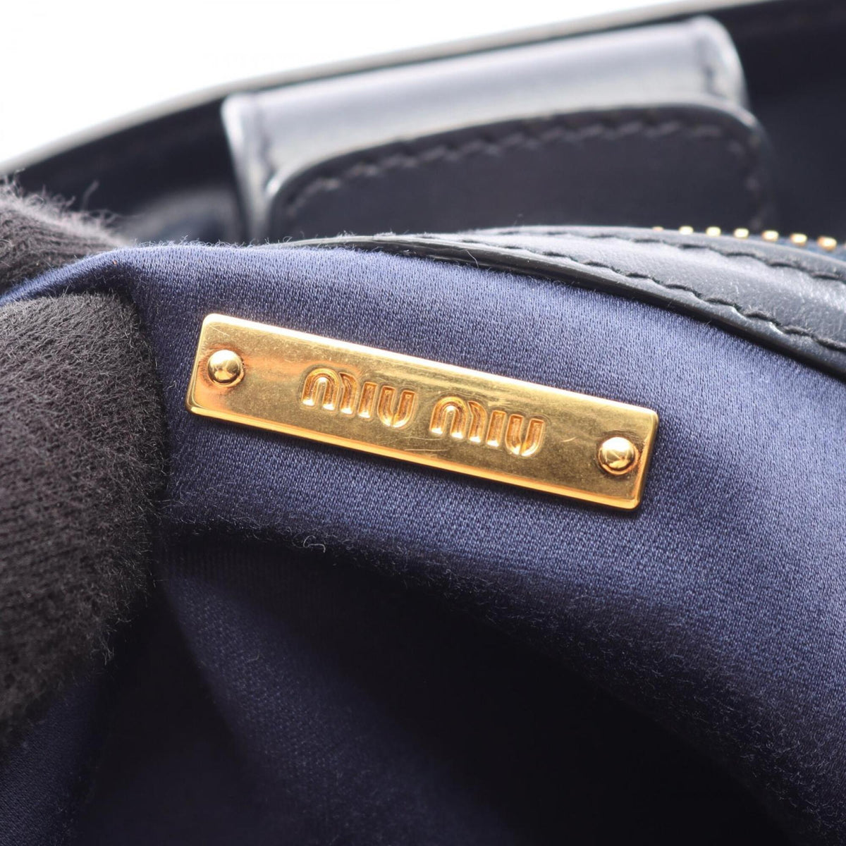 Miu Miu Navy Leather Handbag Tote Bag (Pre-Owned)
