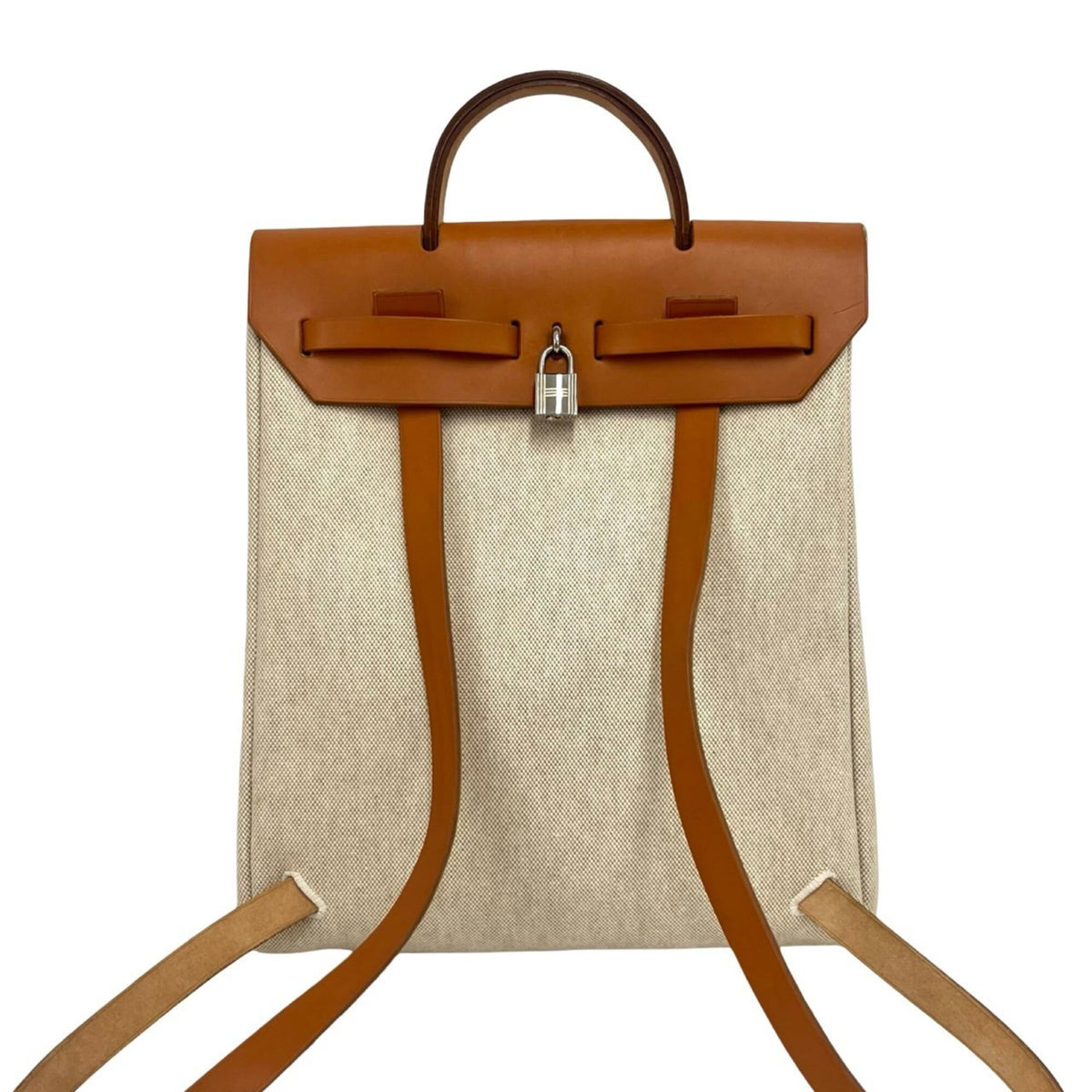 Hermes Brown Ivory Toile H Leather Backpack (Pre-Owned)