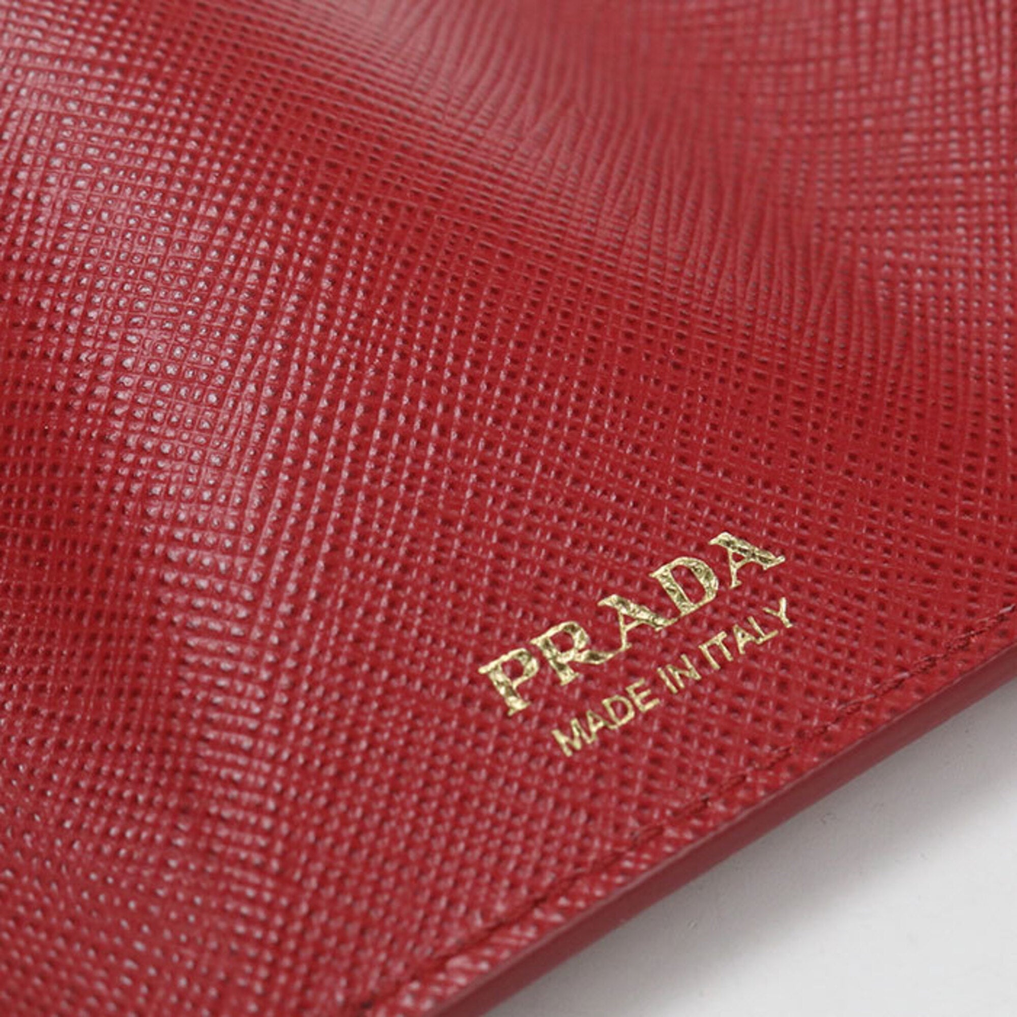 Prada Red Color Leather Wallet (Tri-Fold) (Pre-Owned)