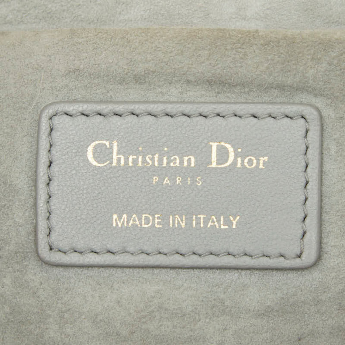 Christian Dior Gray Leather Shoulder Bag Vanity Bag (Pre-Owned)