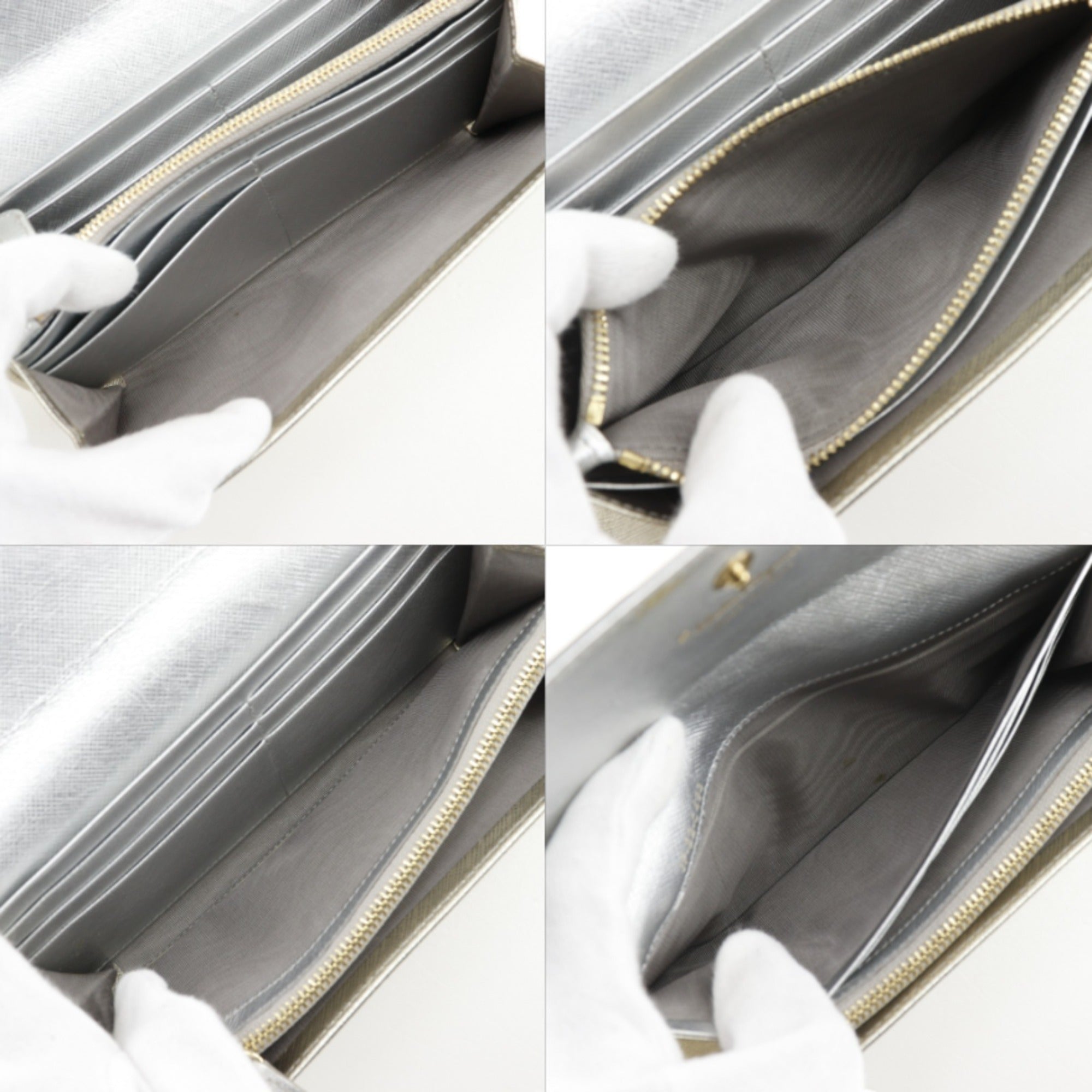 Salvatore Ferragamo Vara Silver Leather Long Wallet (Bi-Fold) (Pre-Owned)