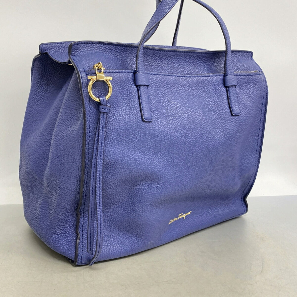 Salvatore Ferragamo Blue Leather Tote Bag (Pre-Owned)