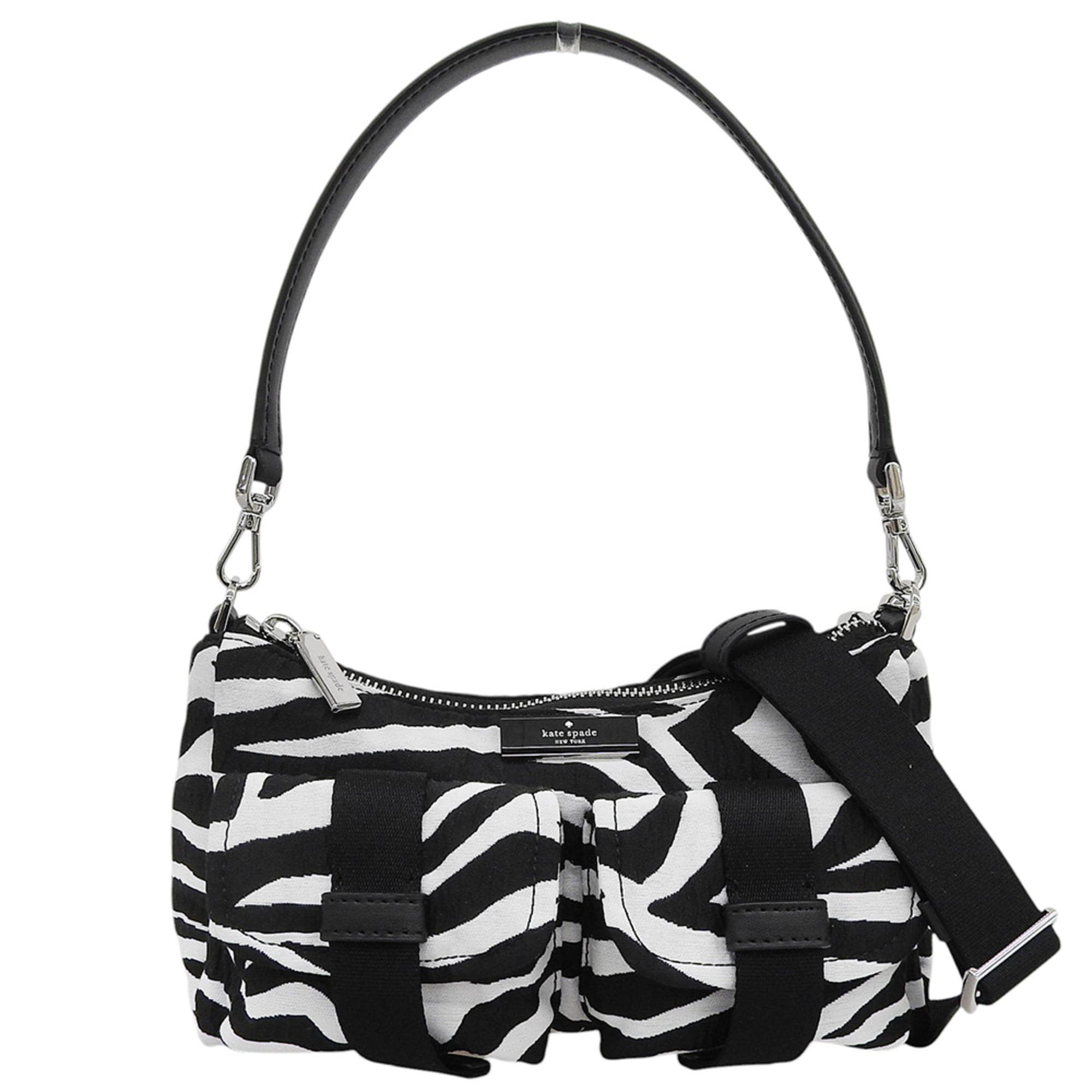 Kate Spade Black White Canvas Crossbody Bag Shoulder Bag (Pre-Owned)