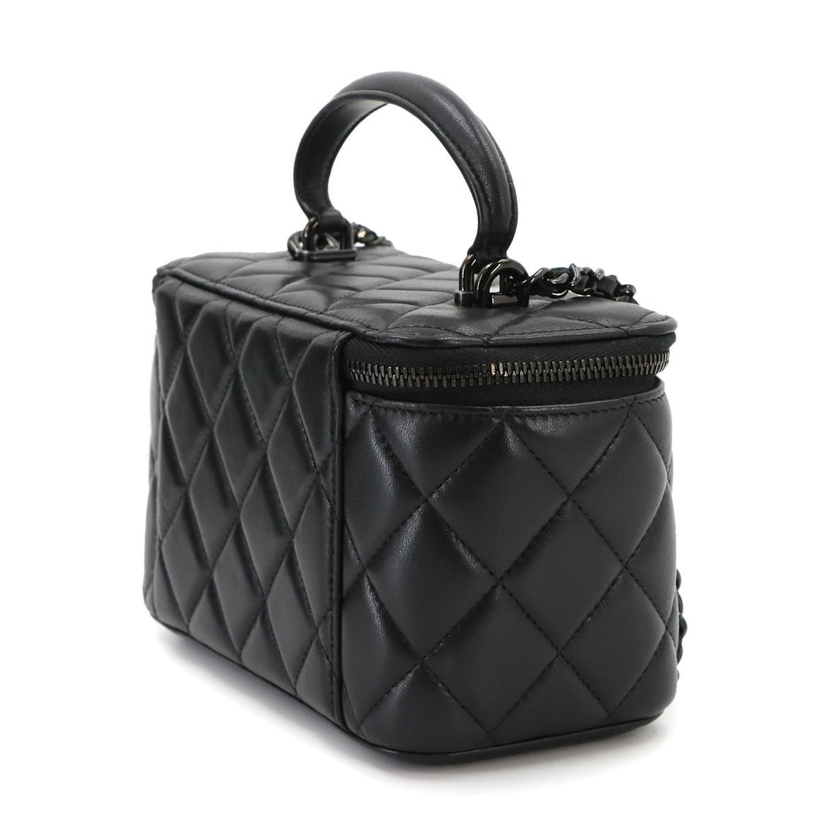 Chanel Black Leather Handbag Vanity Bag (Pre-Owned)