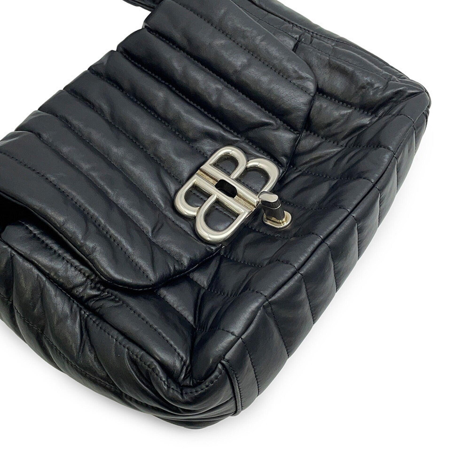 Balenciaga Black Leather Handbag Shoulder Bag (Pre-Owned)