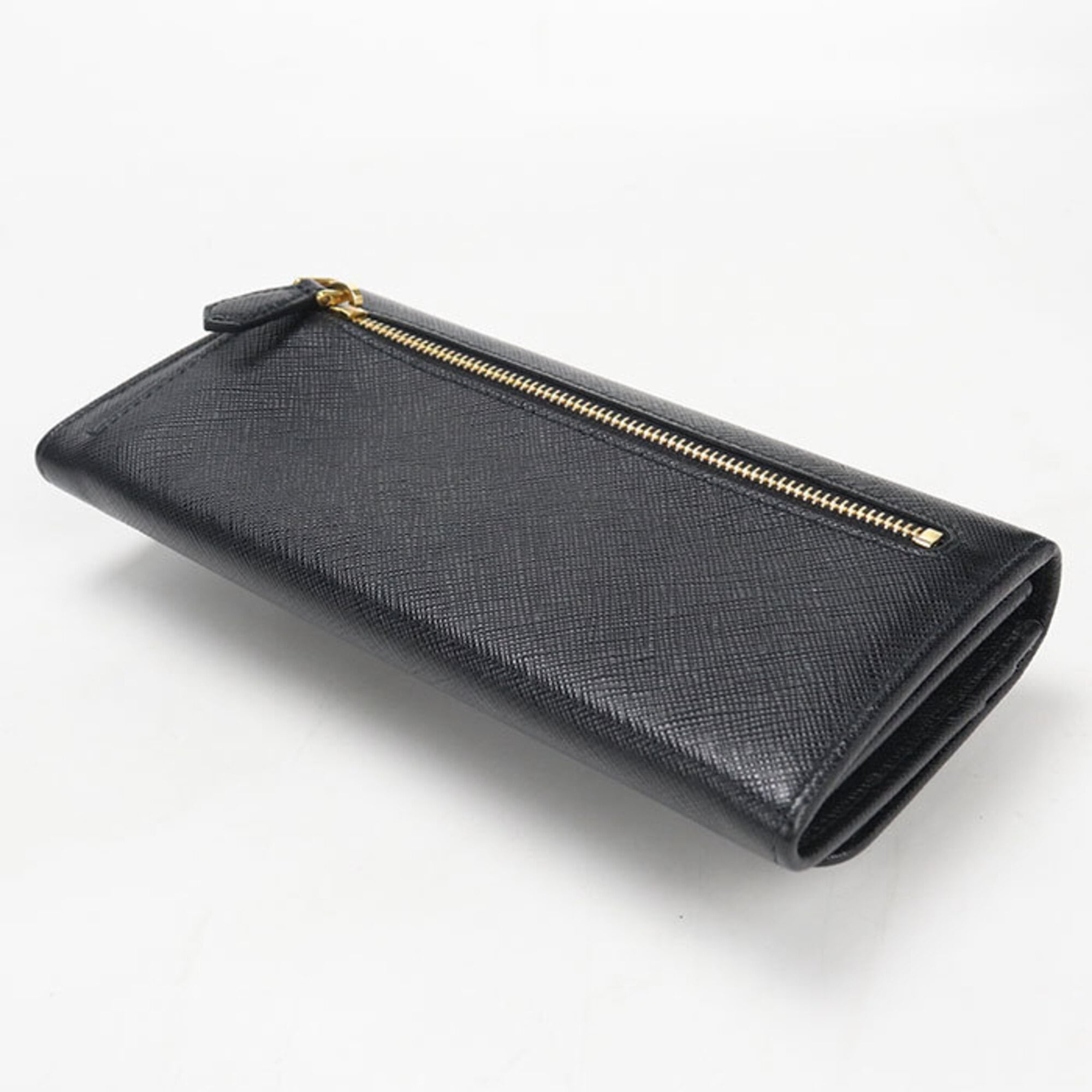 Prada Black Leather Long Wallet (Bi-Fold) (Pre-Owned)
