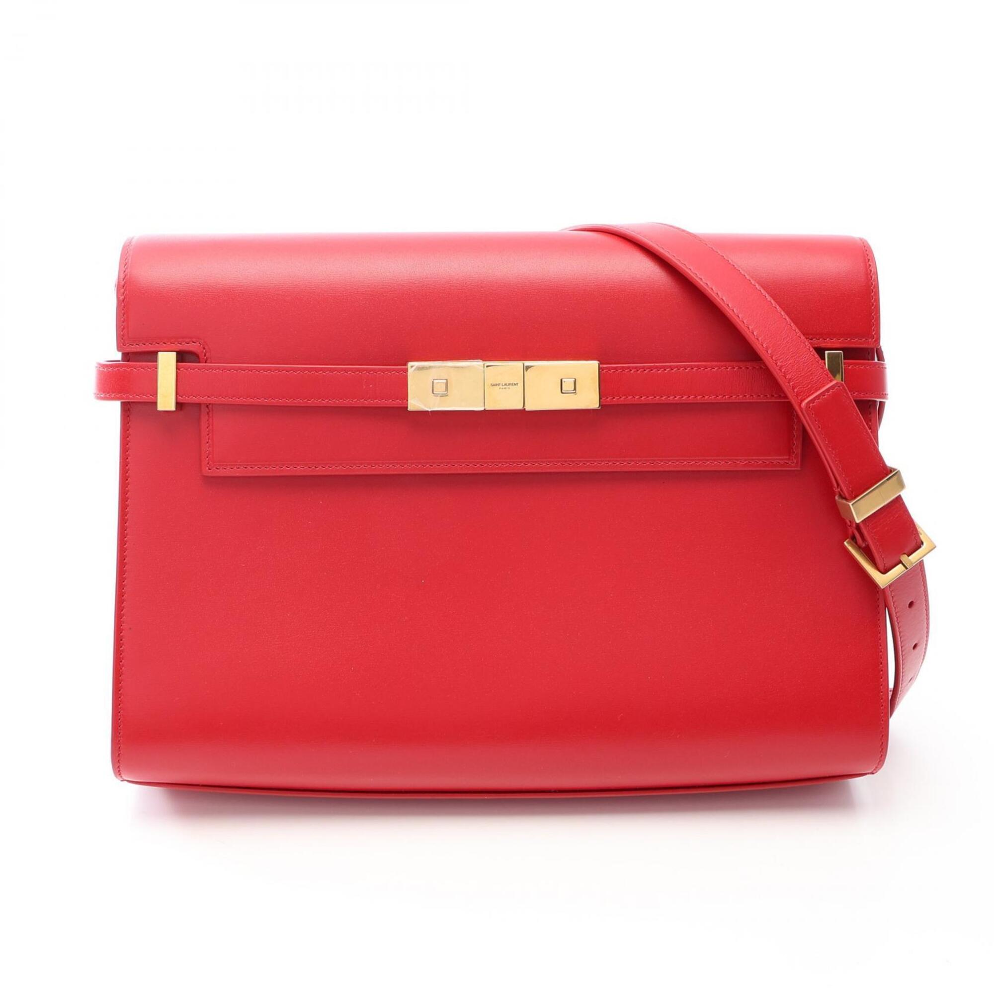 Yves Saint Laurent Red Color Leather Handbag Shoulder Bag (Pre-Owned)