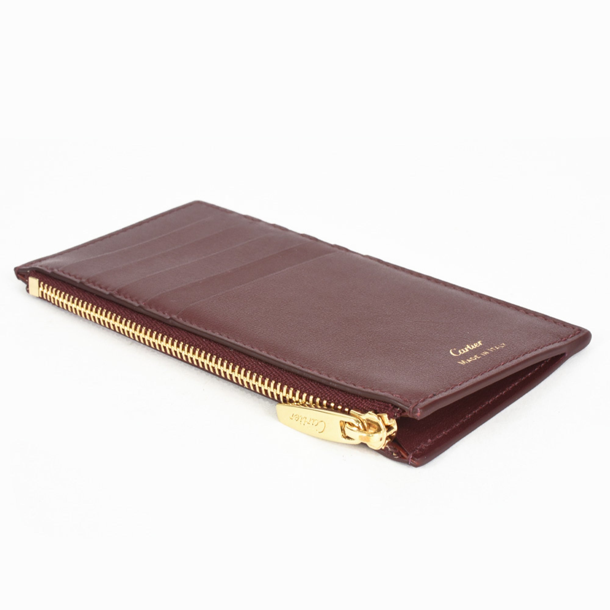 Cartier Red Color Leather Long Wallet (Bi-Fold) (Pre-Owned)