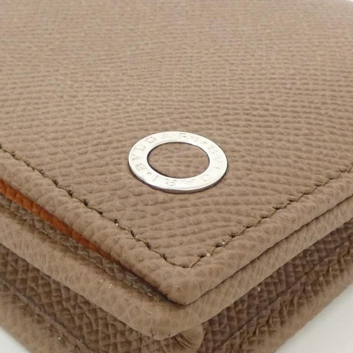 Bvlgari Brown Orange Leather Long Wallet (Bi-Fold) (Pre-Owned)