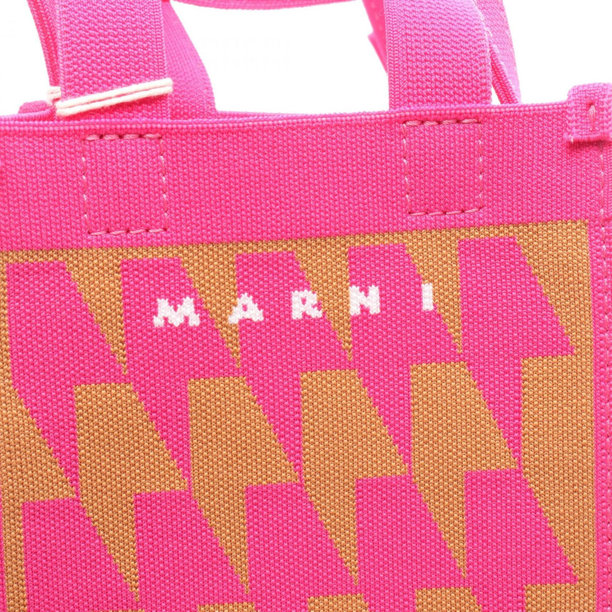 Marni Brown Pink Knit Handbag Shoulder Bag (Pre-Owned)